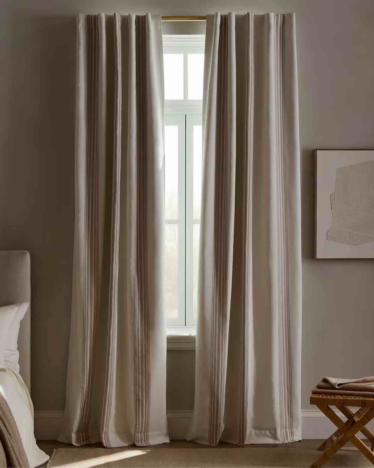 coastal stripe linen cotton true blackout curtain