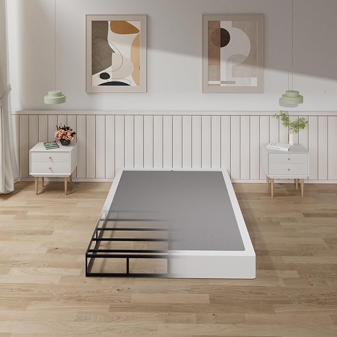 Tyndall 7 Inch Box Spring Full Size Bed Base, 3000 lbs Heavy Duty Metal Mattress Foundation with Easy Clean Fabric Cover, No Noise, Easy Assembly, Black