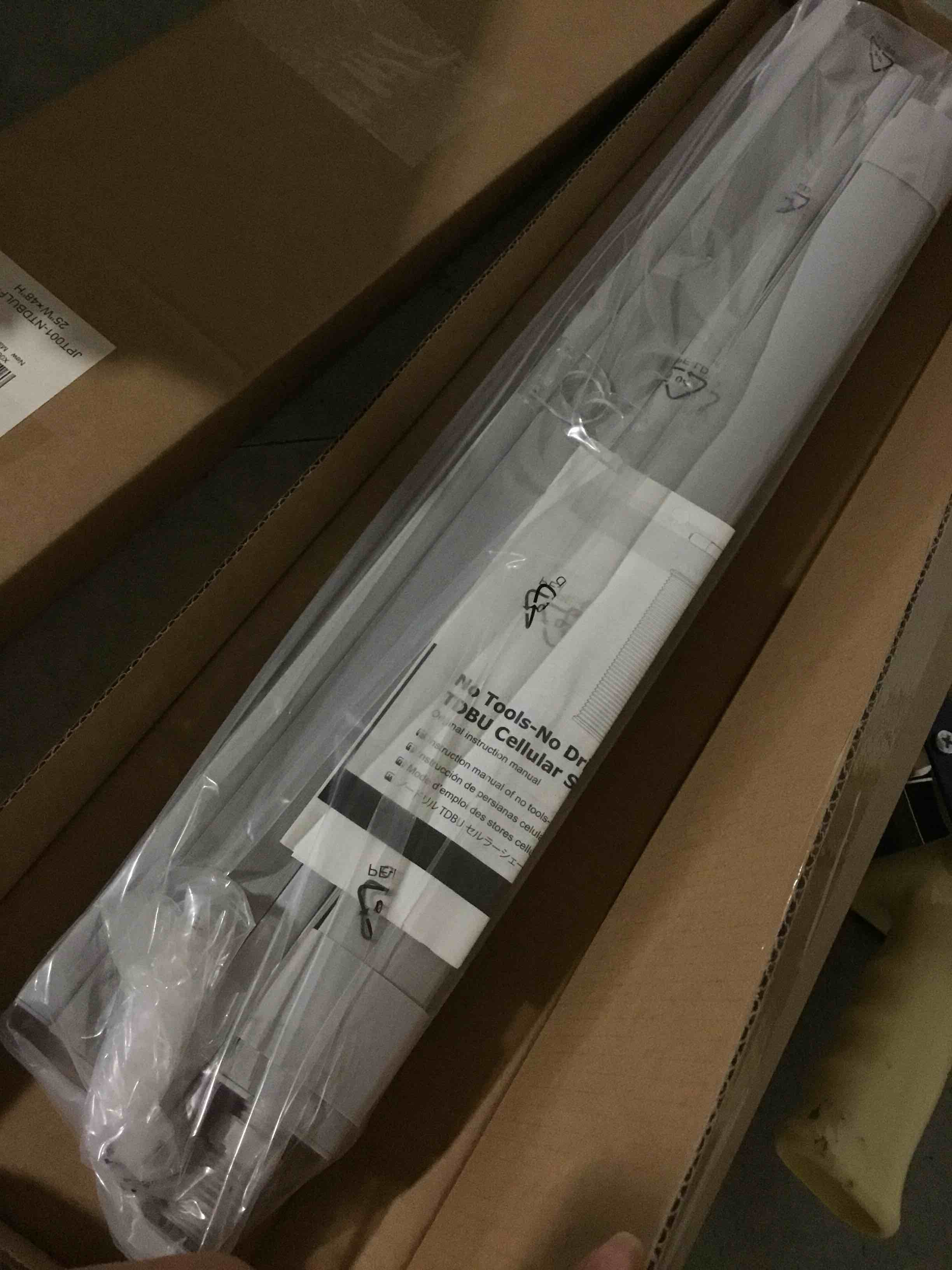 Condition photo showing New/Like New for Lazblinds Upgraded Magnetic Top Down Bottom Up (TDBU) Honeycomb Blinds, No Drill No Tools Easy Install Cordless Cellular Shades for Windows 25\" W x 84\" H, grey - Blackout grey - Blackout 25\"W x 84\"H(similar)