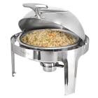 6.3 qt roll top chafing dish buffet set, stainless steel catering chafer with full-size pan & glass 
