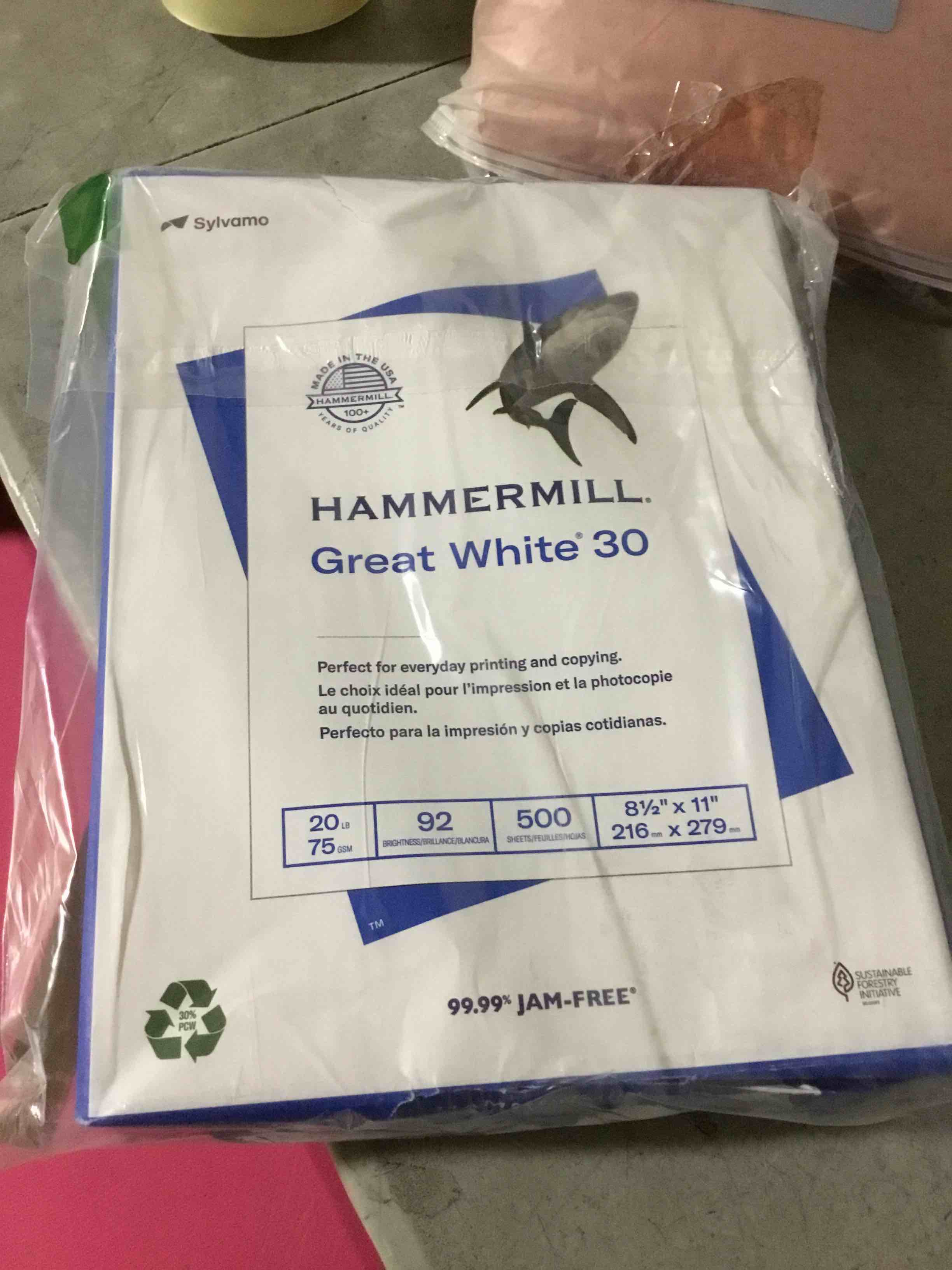 Condition photo showing New/Like New for Hammermill Printer Paper, Great White 100% Recycled Paper, 8.5 x 11 - 1 Ream (500 Sheets) - 92 Bright, Made in the USA, 086790R
