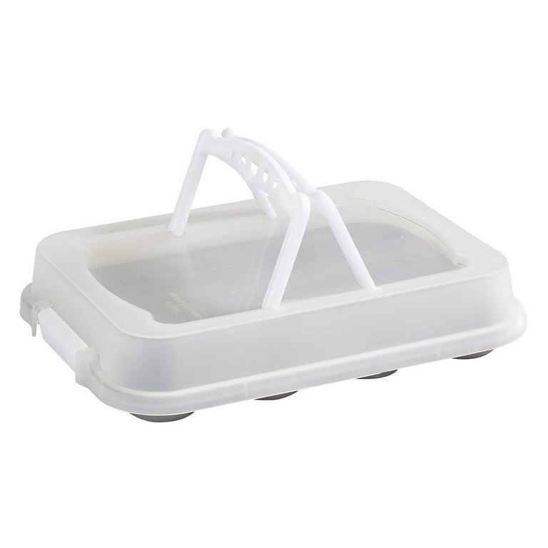 G & S Metal Products Company Ovenstuff Nonstick Muffin Bakeware Pan with Lid Cover With Handles, 12-Cup, White 12 pack of box 