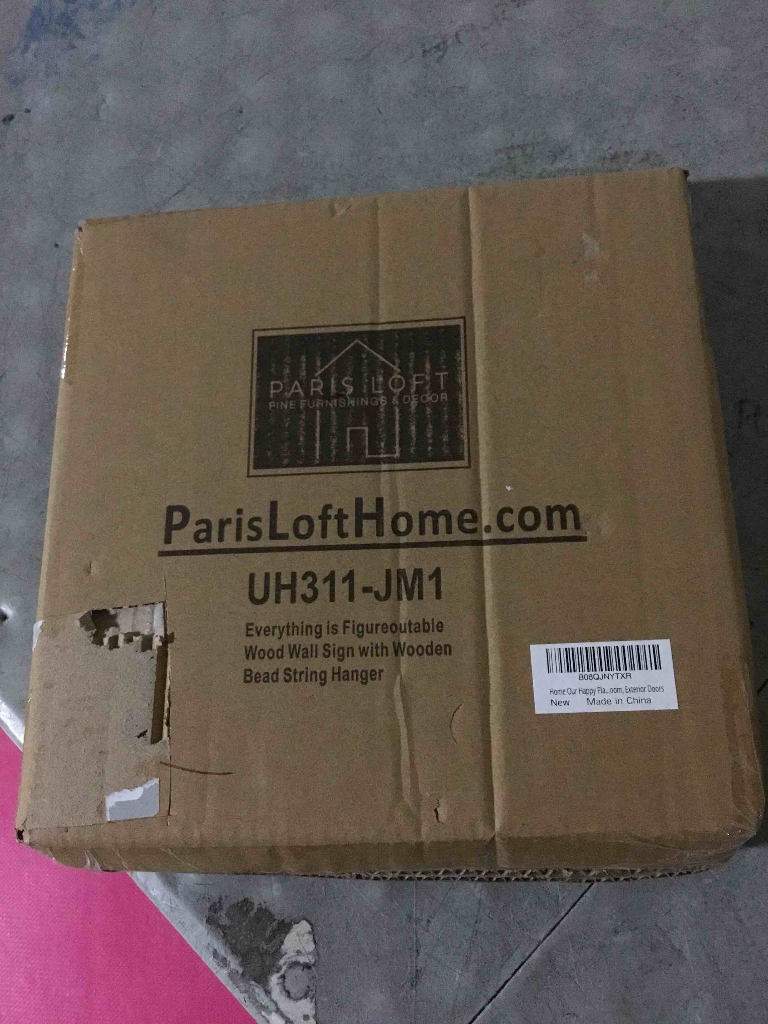 Condition photo showing New/Like New for Parisloft Everything is Figureoutable Wood Framed Wall Sign with Wooden Bead String Hanger,Rustic Farmhouse Wall Hanging Decor,Black