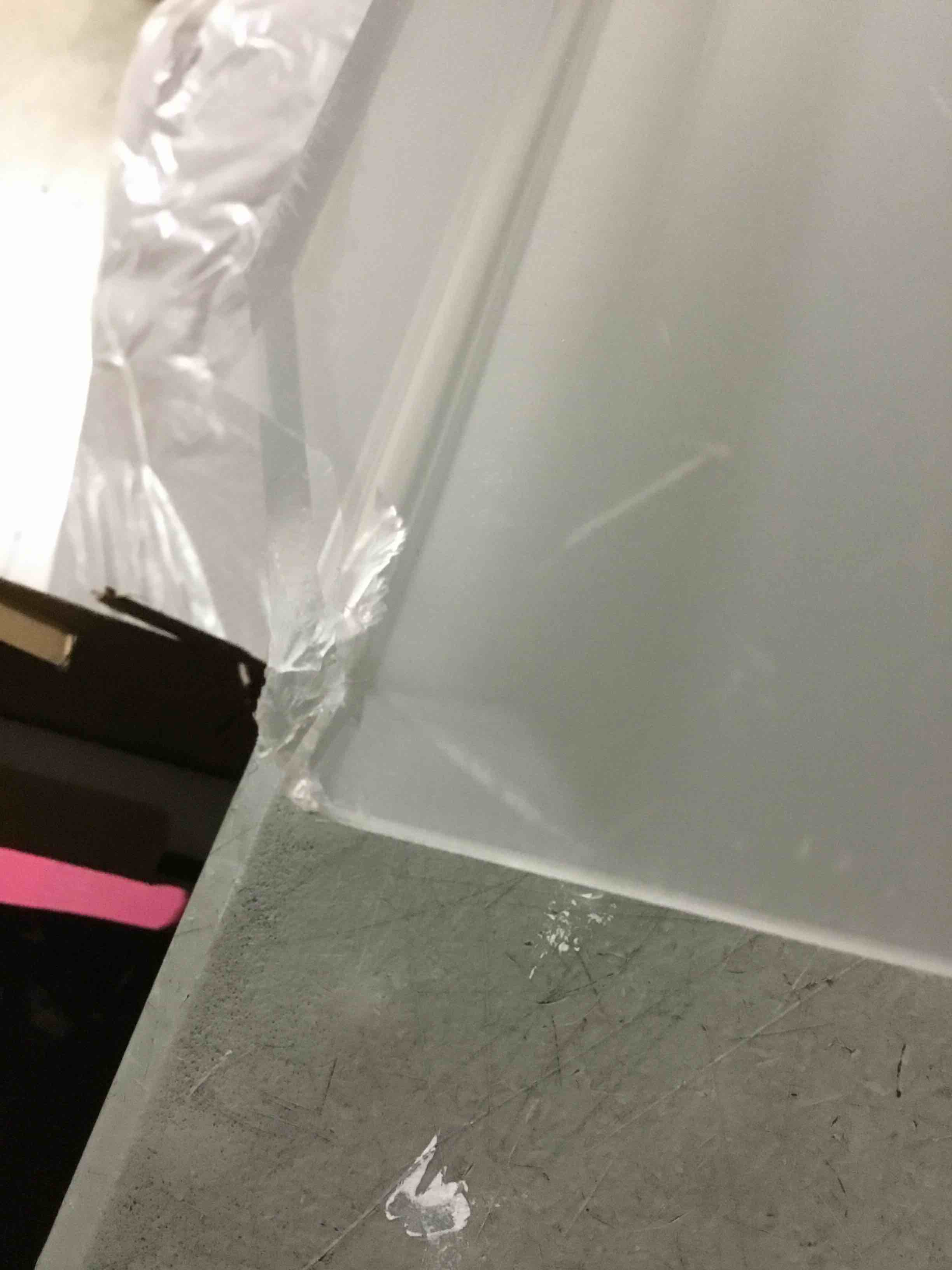 Condition photo showing As Is for (BROKEN)Acrylic Cutting Board with Counter Lip, 24x18 Inch Clear Cutting Boards for Kitchen Counter, Large Cutting Board Non Slip for Countertop Protector, Apartment Essentials Kitchen Decor Gifts Clear 24"L x 18"W