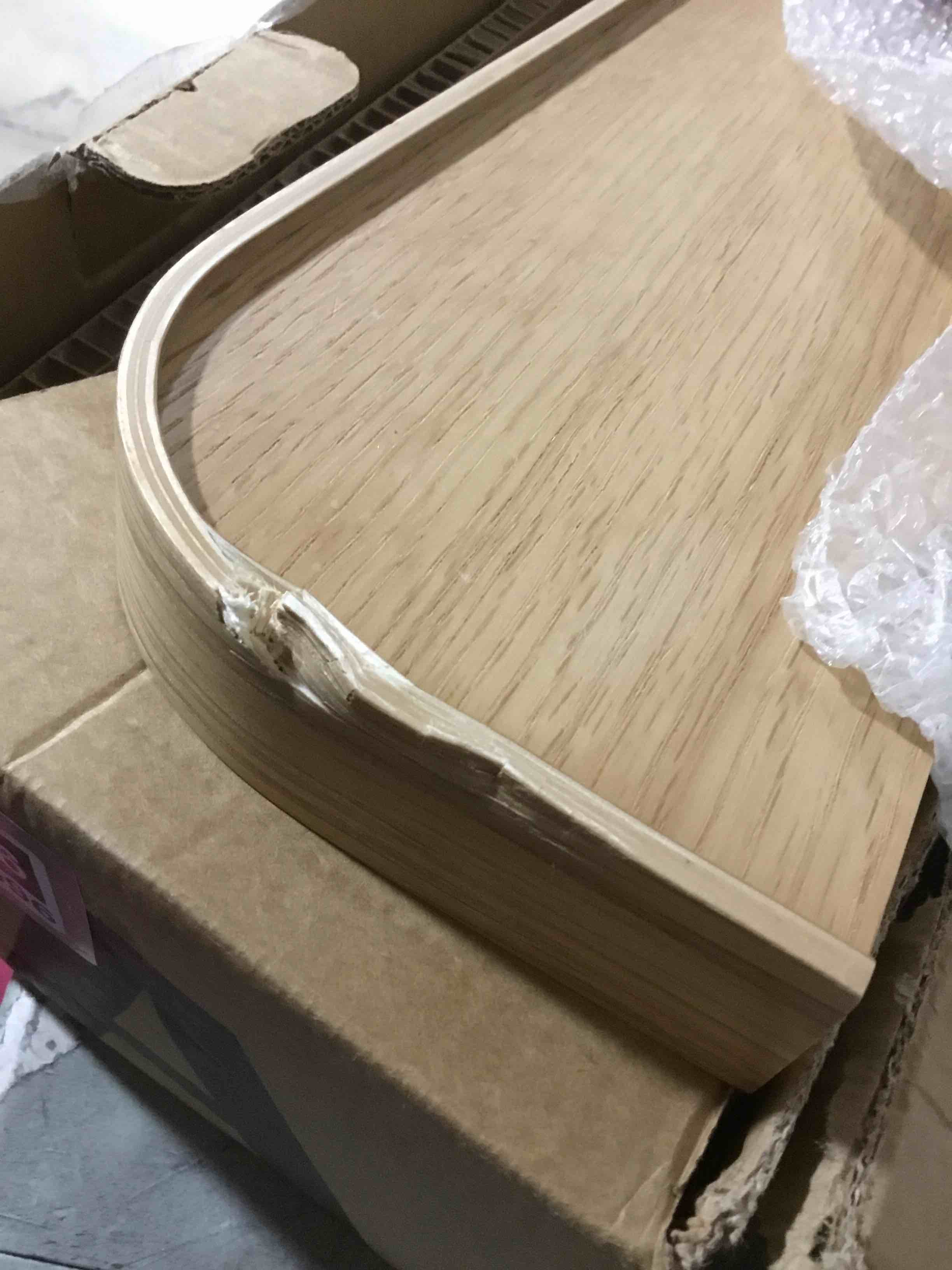 Condition photo showing As Is for Kazai.® 18.5 inches Floating Shelves for Wall 'Toke' | Set of 3 Small Mounted Wooden Shelf Units | Modern Wall Decor & Storage for Living Room, Bathroom, Kitchen, Bedroom & More | Oak Oak 18.5" x 5.1" (Set of 3)