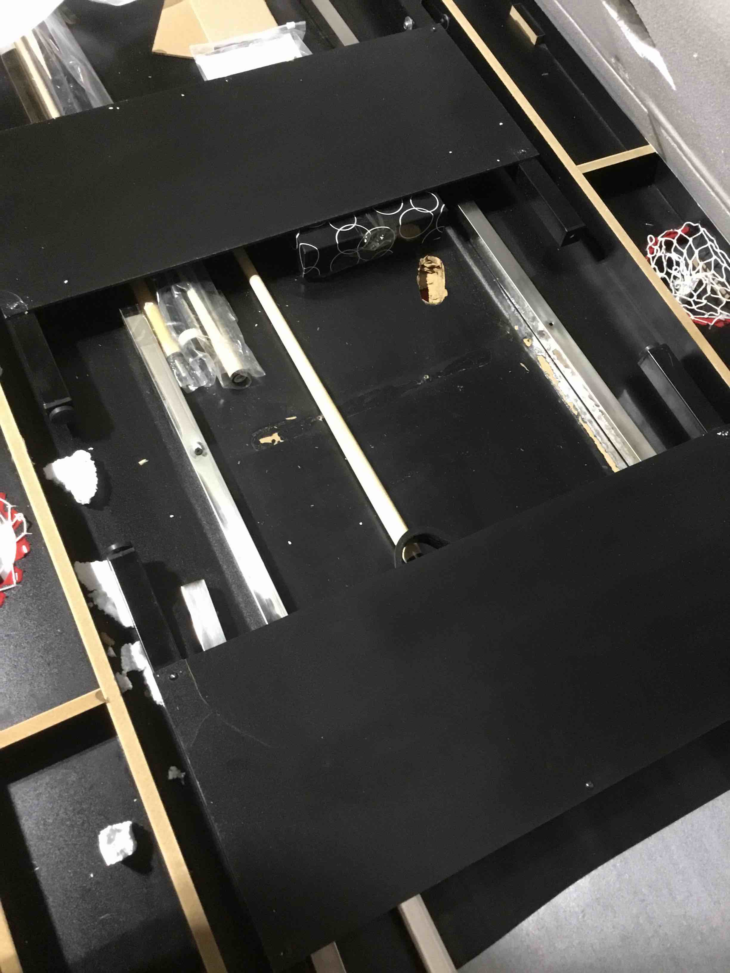 Condition photo showing As Is for (DAMAGED)GarveeLife 7 Foot Pool Table, Portable Billiards Tables, Folding Pool Table Includes Full Set of Billiard Balls, 2 Cue Sticks, Chalk & Felt Brush for Family Game Room