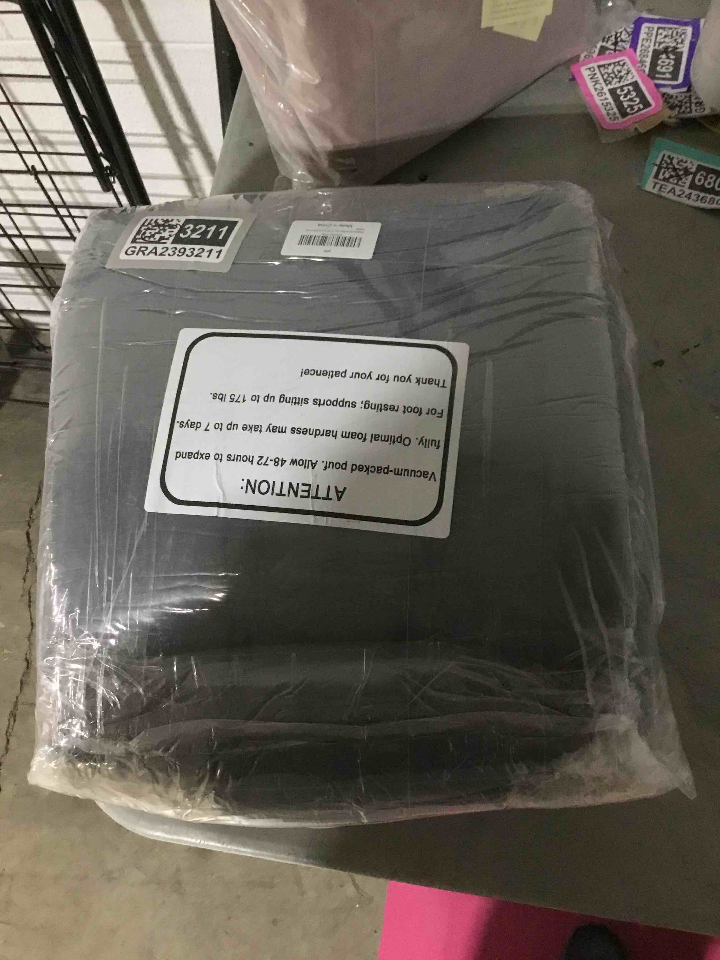 Condition photo showing New/Like New for Pouf Ottoman Stuffed High Density Filler Velvet Floor Pouf Round Foot Stool 20 * 12 Inches Ottoman Foot Rest for Living Room, Home Decor (Dark Gray)