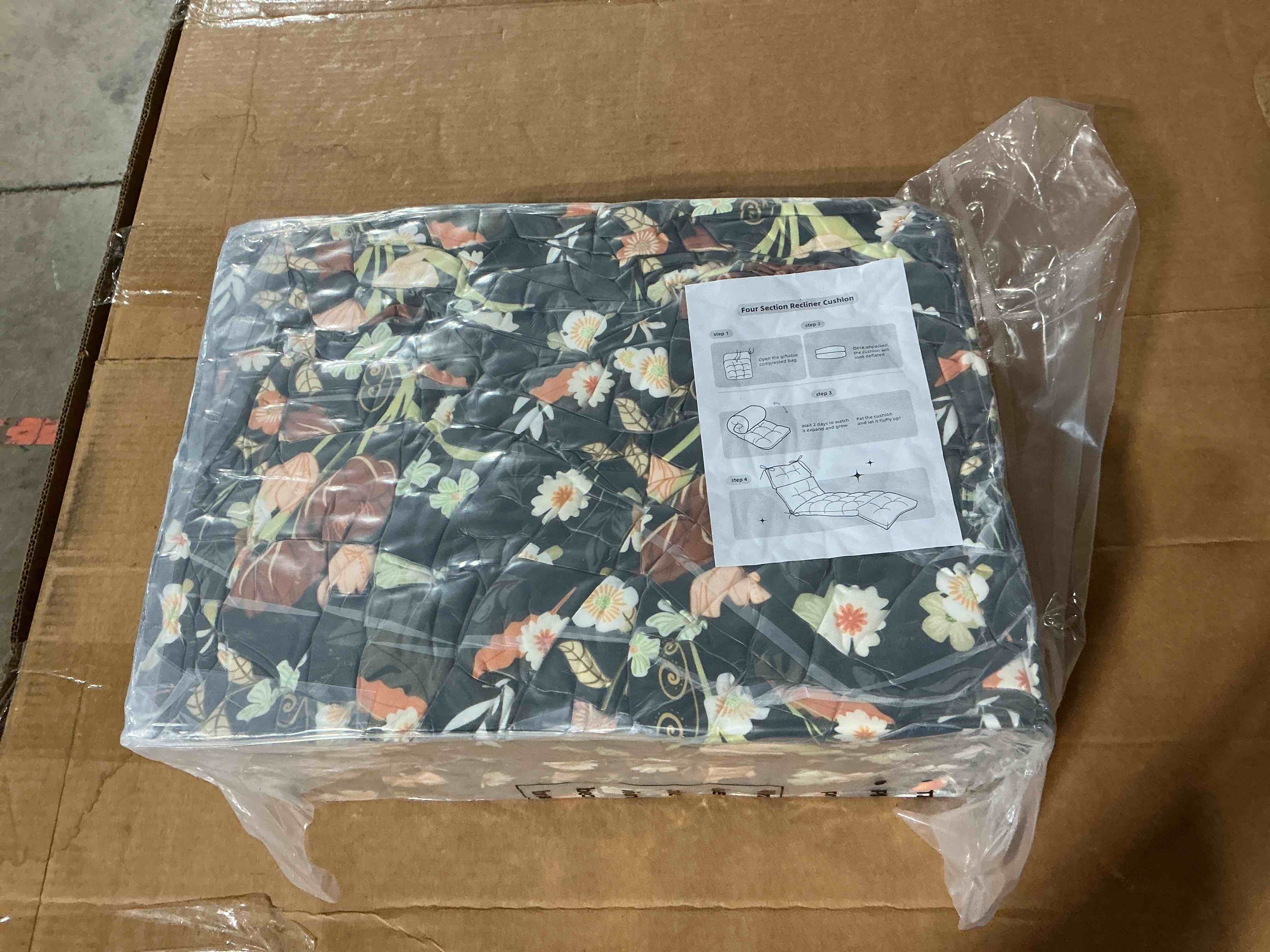 Condition photo showing New/Like New for all weather chaise lounge cushions outdoor lounge chair cushion, waterproof memory foam chaise lounger chair cushion for outdoor patio furniture with ties, green floral