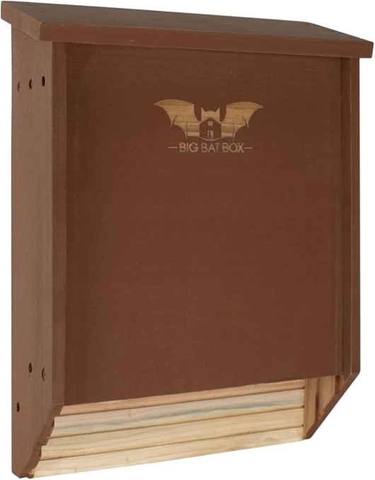 bigbatbox wooden large bat house for outdoors - 2 chamber, brown, fits up to 75 - proven backyard bat box kit design for attraction