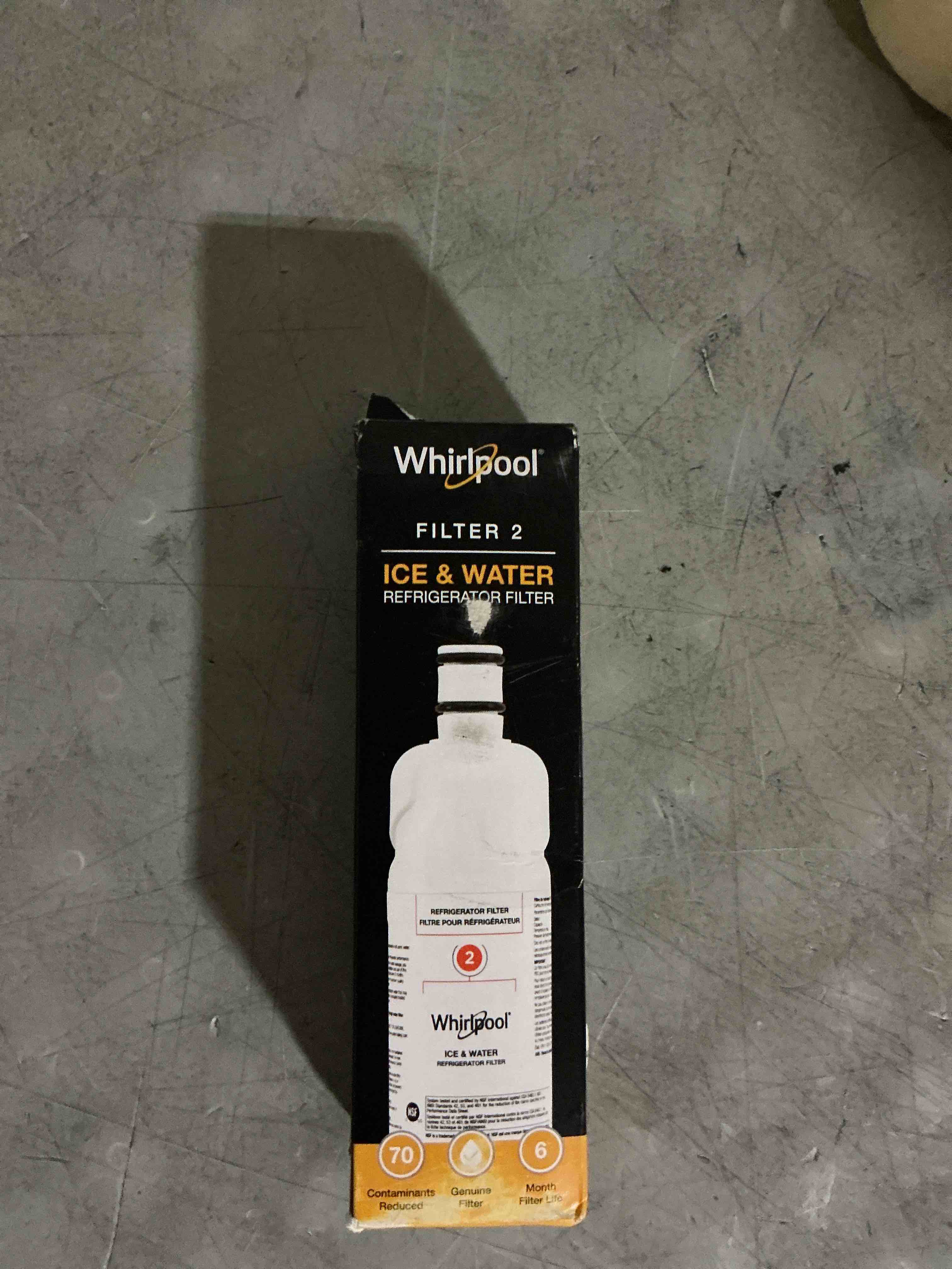 Condition photo showing New/Like New for whirlpool® whr2rxd1 ice, orange refrigerator water filter 2-whr2rxd1, single-pack pack of 1