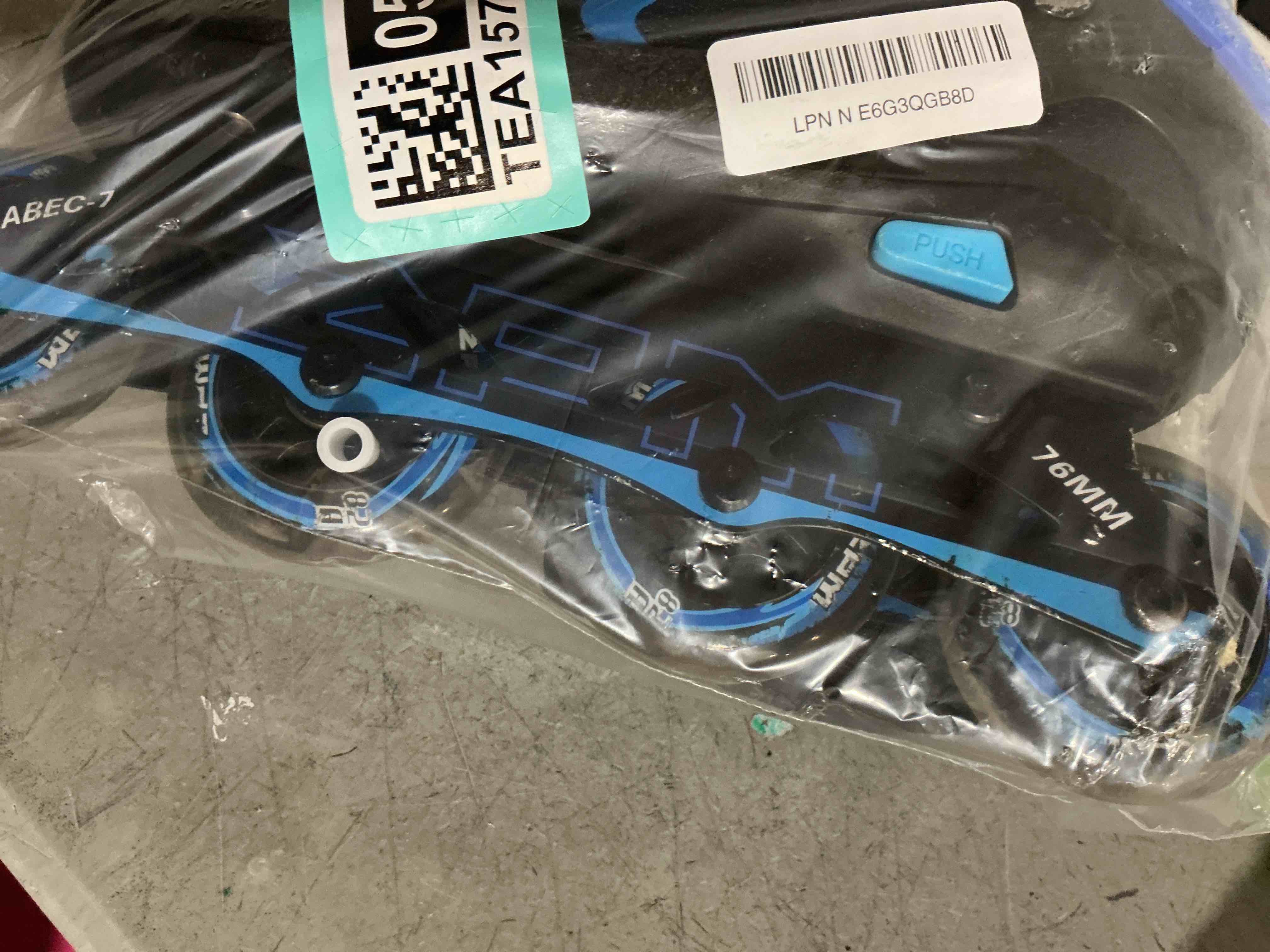 Condition photo showing As Is for 2pm sports vinal girls adjustable flashing inline skates, all wheels light up, fun illuminating skates for kids men adult women and boys azure & blue large - youth (4-7 us)