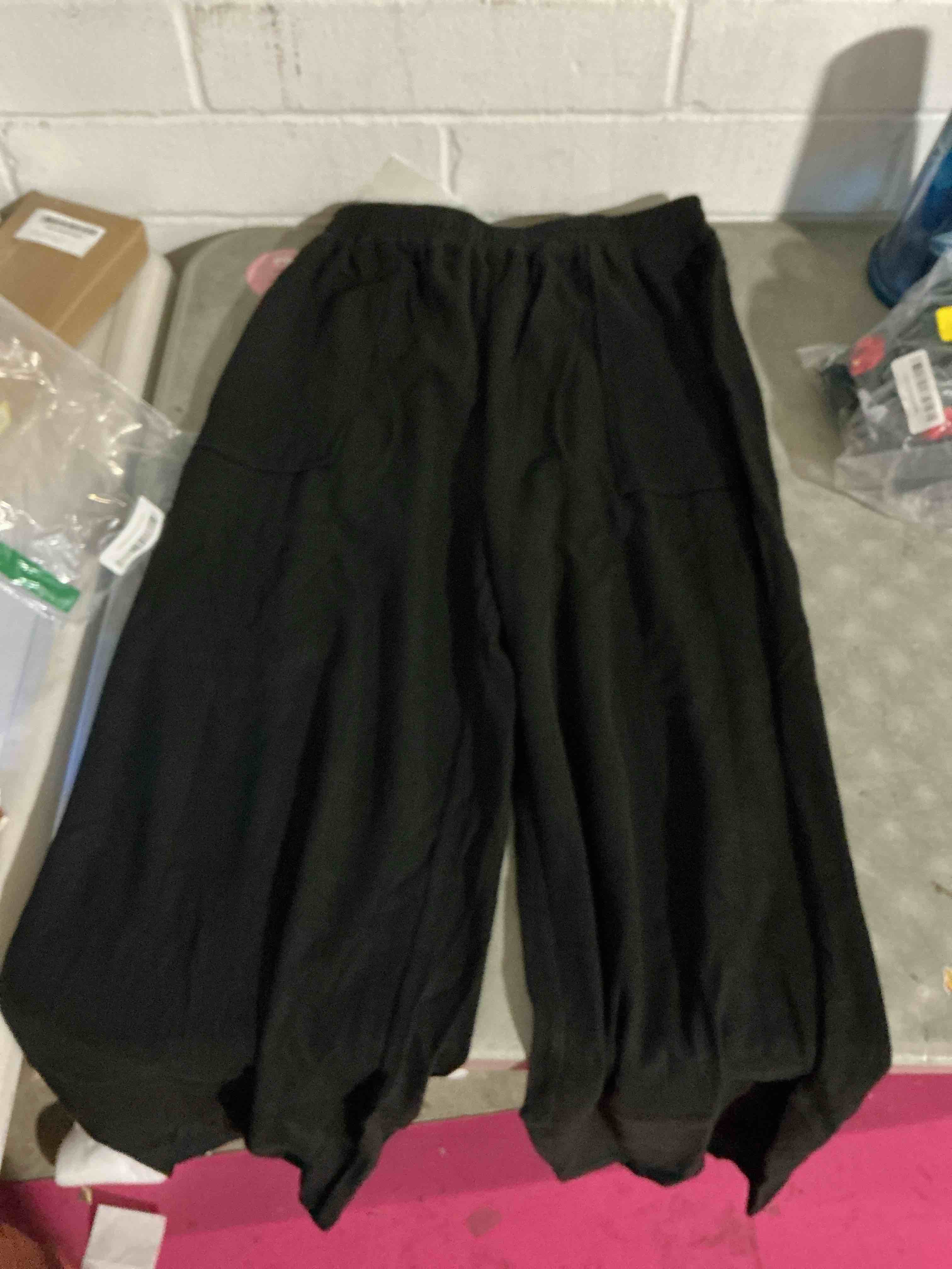 Condition photo showing New/Like New for xiaoxuemeng womens baggy wide leg pants casual elastic waisted palazzo harem pants with pockets medium black