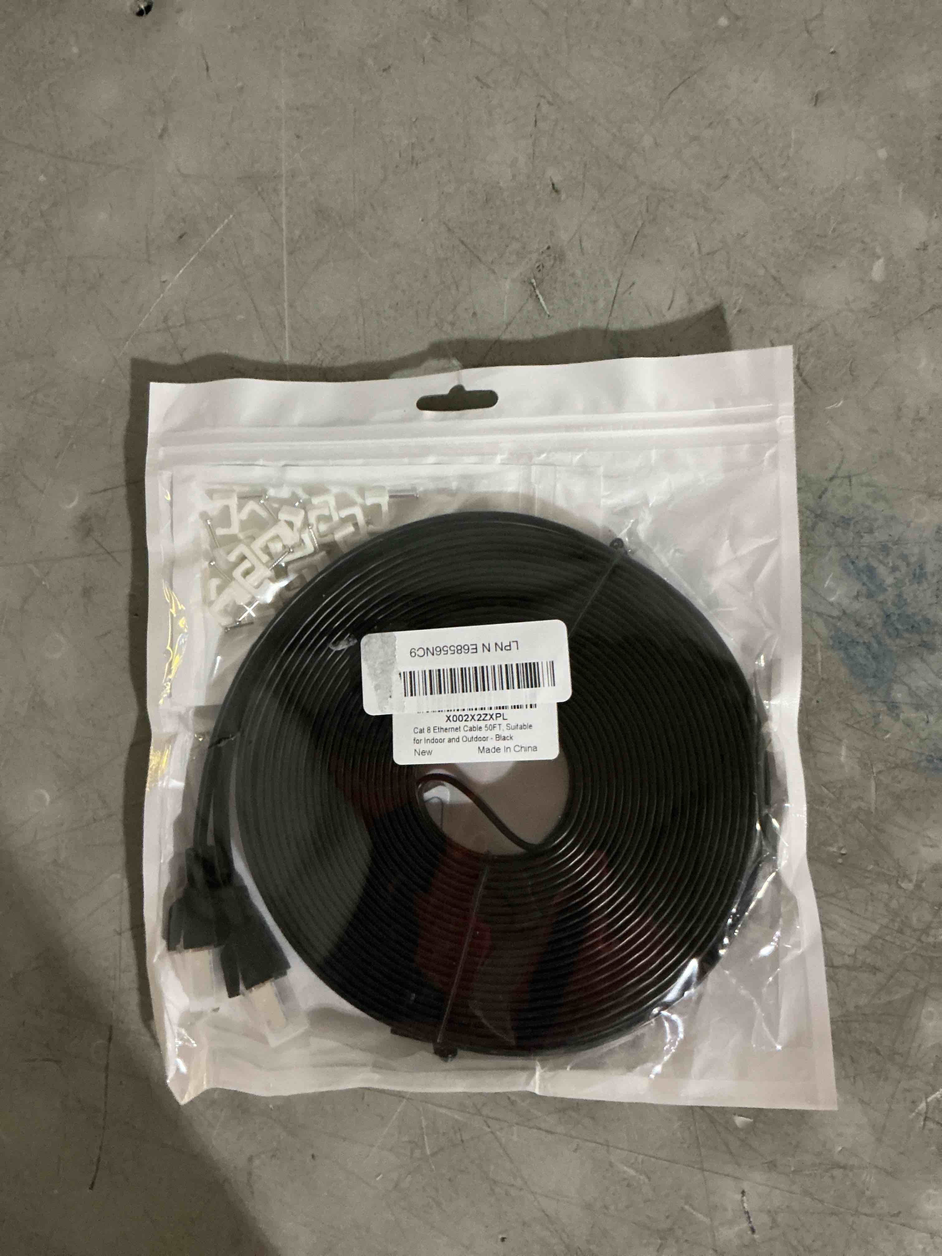 Condition photo showing New/Like New for cat8 ethernet cable 50ft, high speed heavy duty cat8 lan network cable 40gbps, 2000mhz with gold plated rj45 connector for modem, router, switch, gaming, xbox - black 50ft black 1
