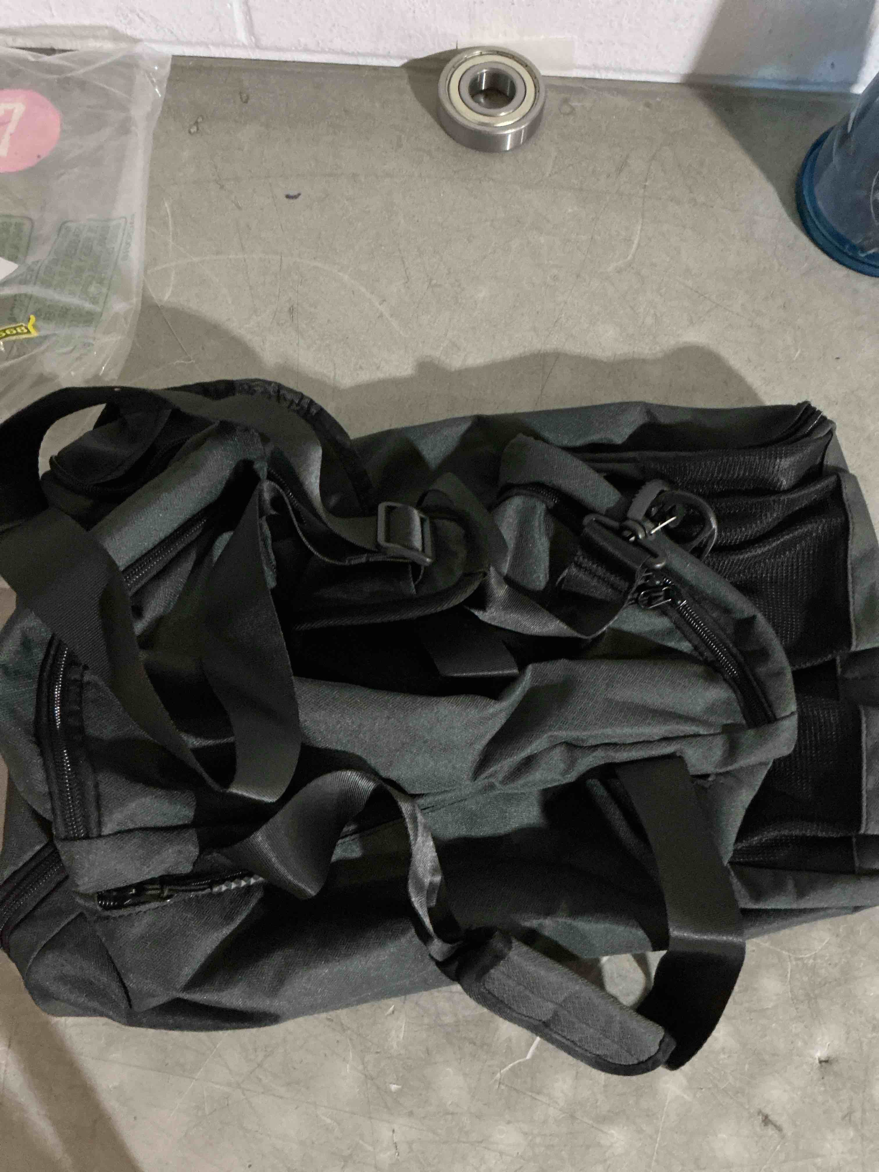 Condition photo showing New/Like New for gym bag for men women, small fitness workout sports duffle bag with wet pocket & shoes compartment, water resistant overnight weekender duffel bag in light black