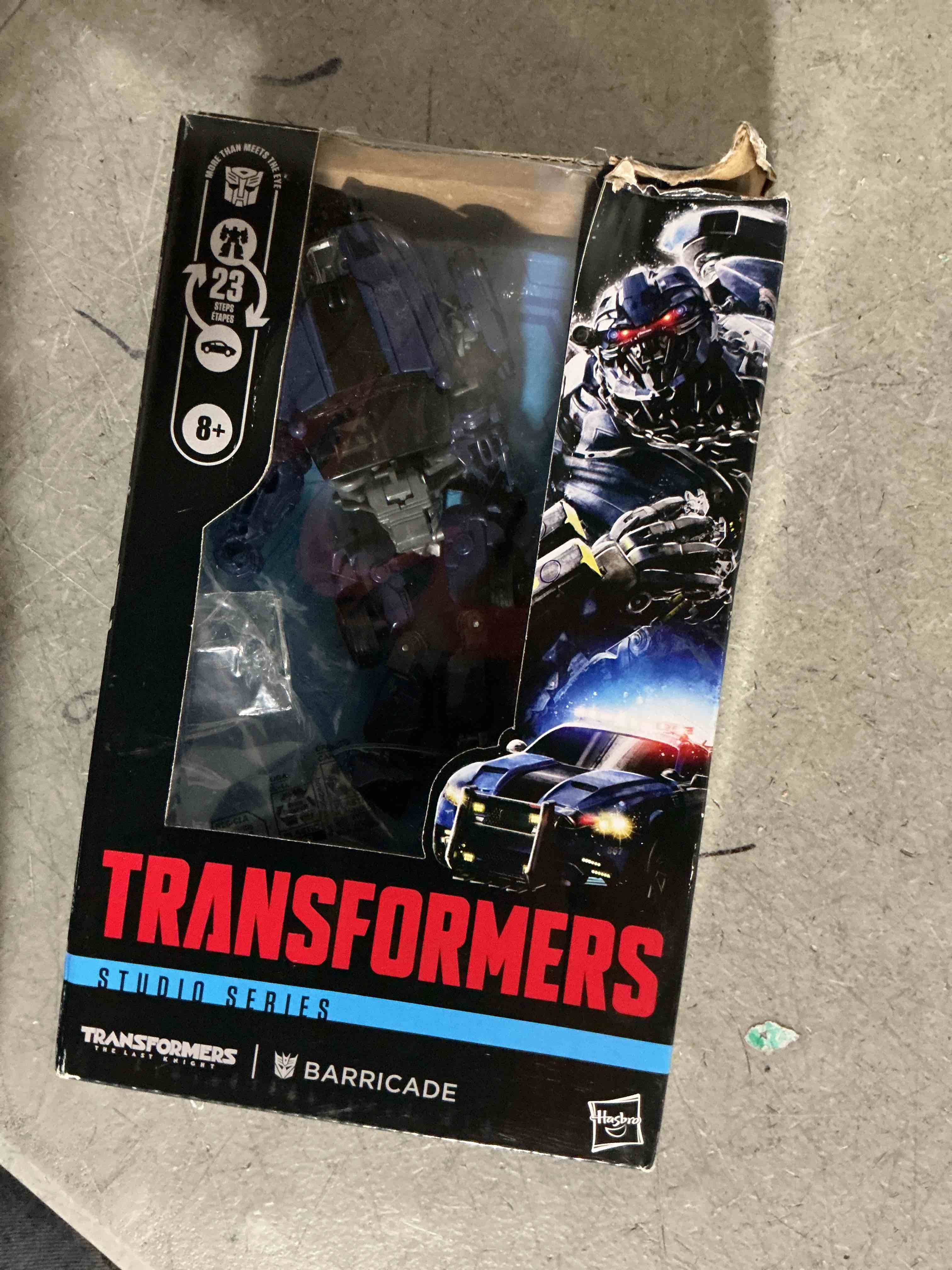 Condition photo showing Good Condition for transformers studio series the last knight barricade deluxe class 4.5-inch converting action figure, robot toys for ages 8+ | 4.5-inch, converting action figure, robot toys, ages 8+