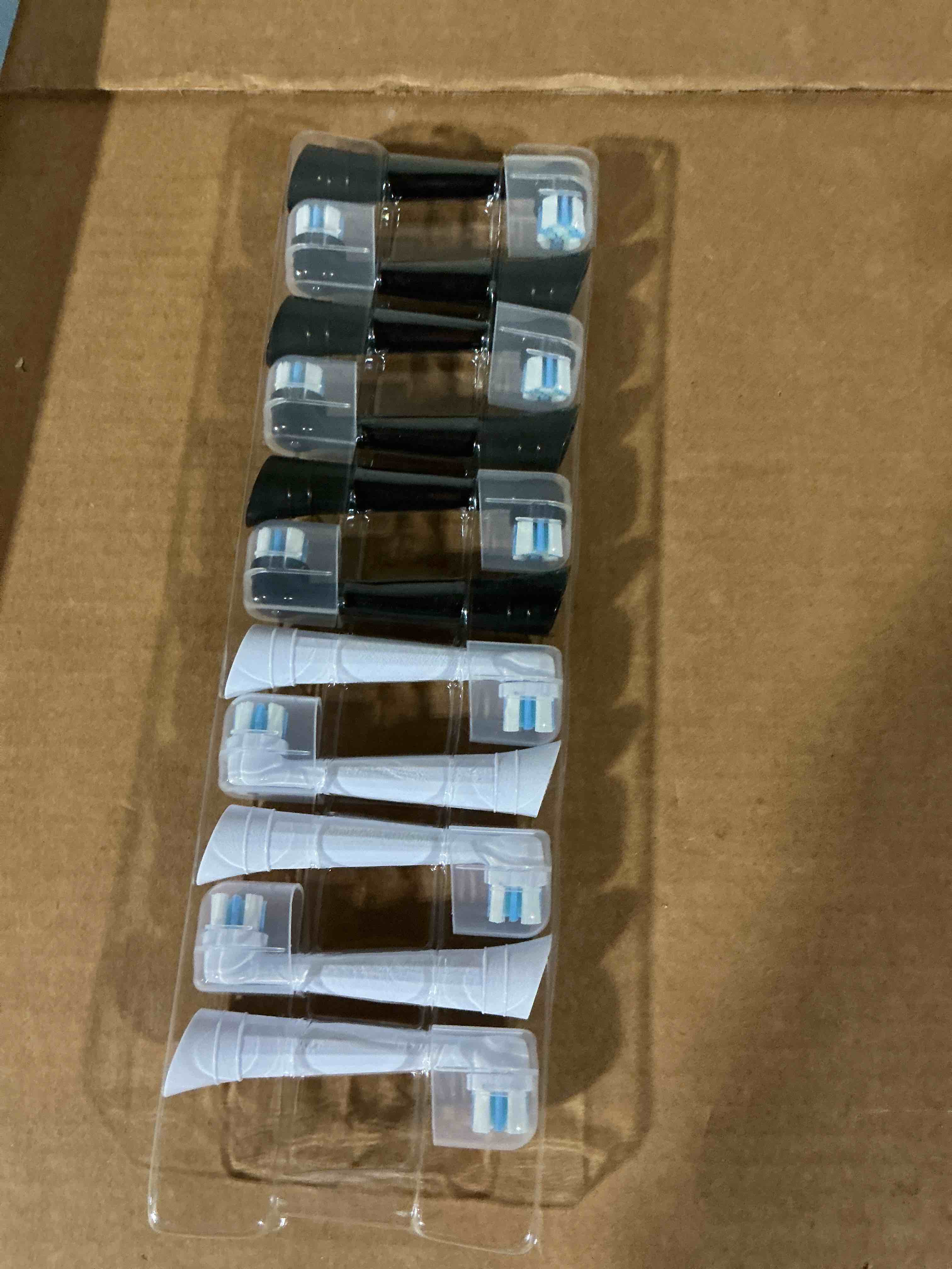 Condition photo showing New/Like New for replacement heads compatible with oral b io for gentle dental care, toothbrush compatible with oral b io 2/3/4/5/6/7/8/9/10 series electric toothbrush, medium bristles (11 black/white) multi-colored 11 count (pack of 1)