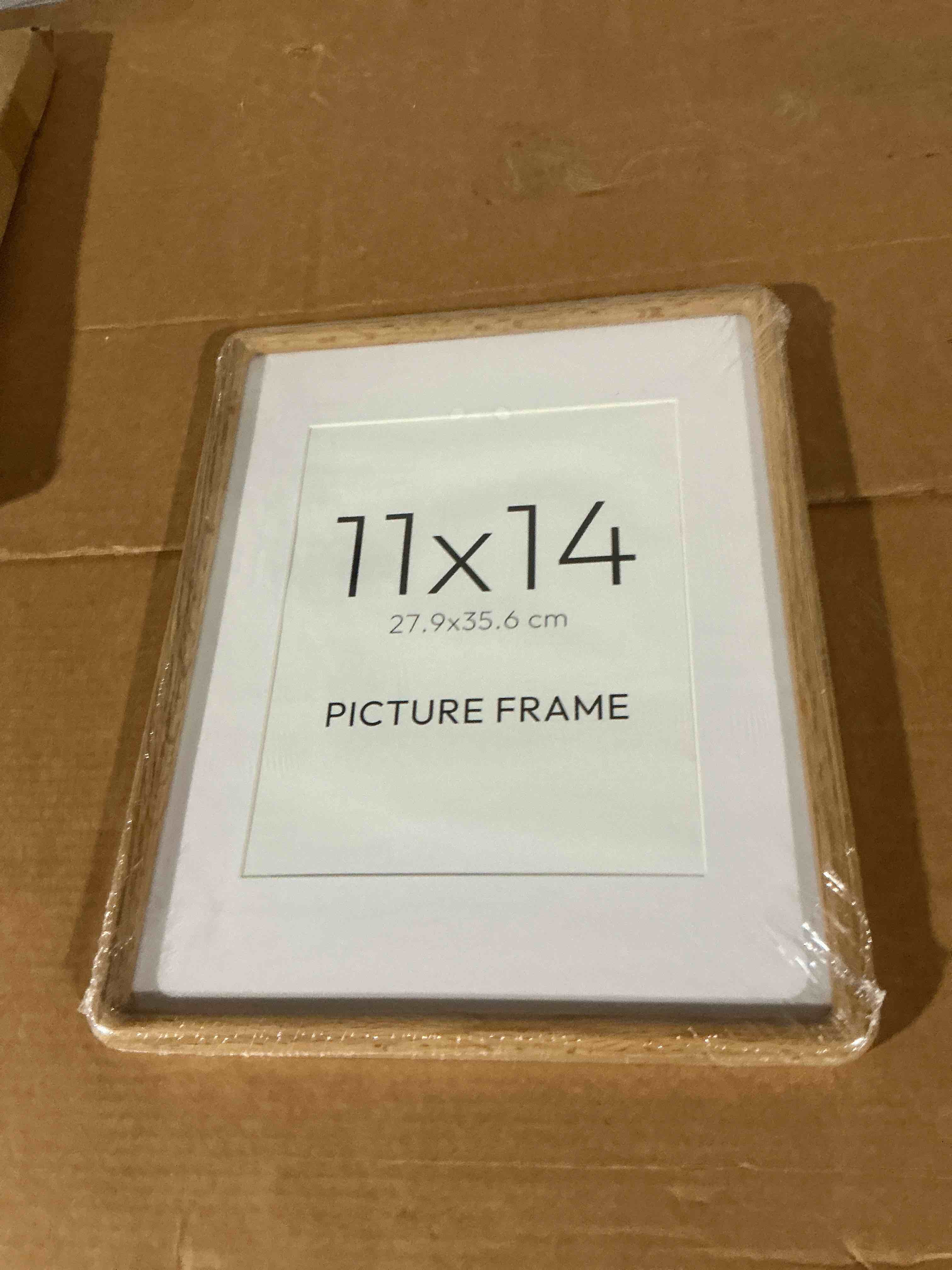 Condition photo showing New/Like New for 11x14 picture frame, solid oak wood 11x14 frame with hd tempered glass, usa-sourced hard wood 11 by 14 photo frame for wall display, 11"x14" picture frame matted to 8x10, natural oak color natural oak wood color 11x14