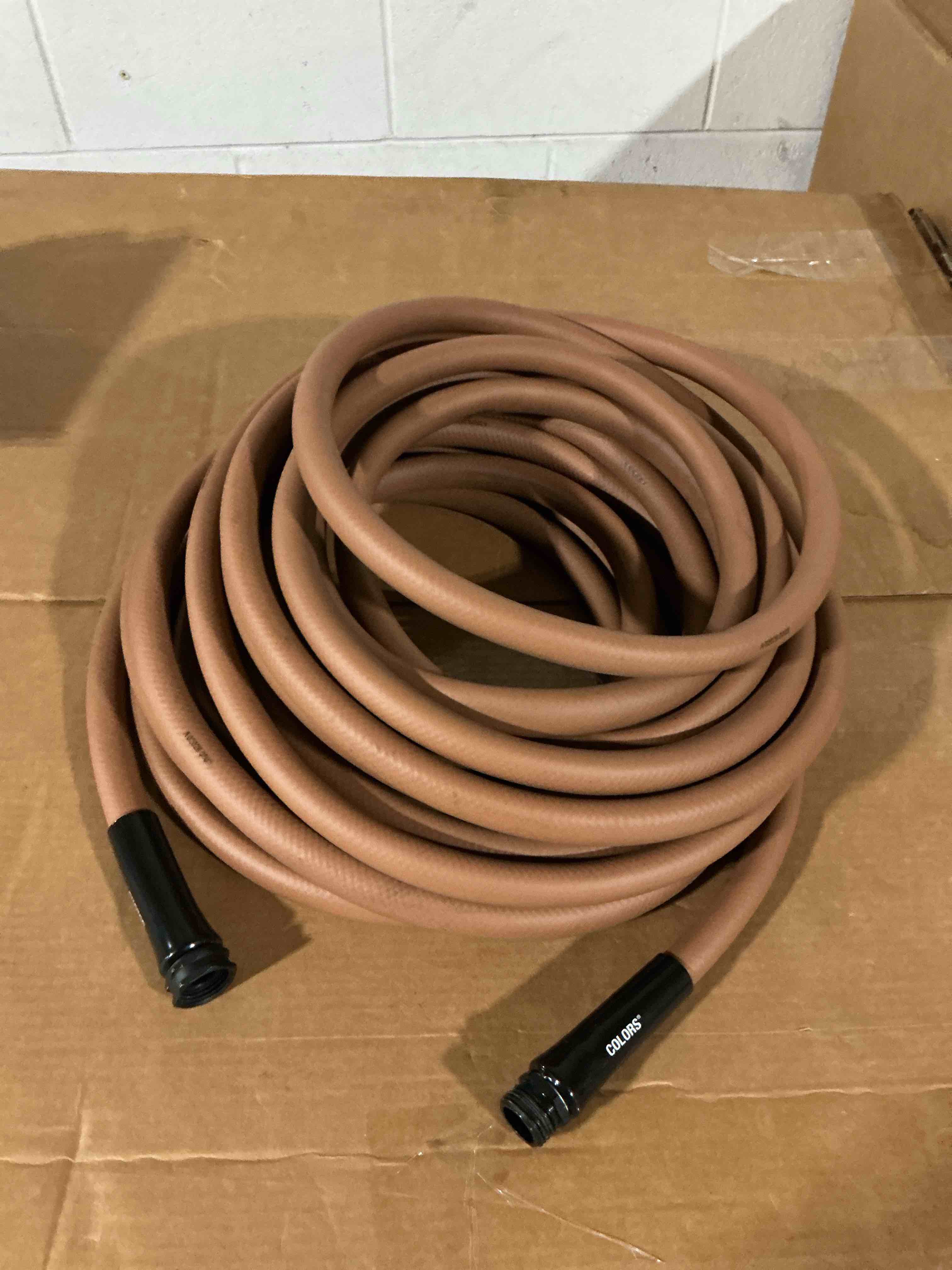 Condition photo showing Good Condition for flexzilla colors garden hose 5/8 in. x 50 ft., lightweight all-weather water hose, durable and flexible, leak-free connections, red clay standard grip 50ft red clay
