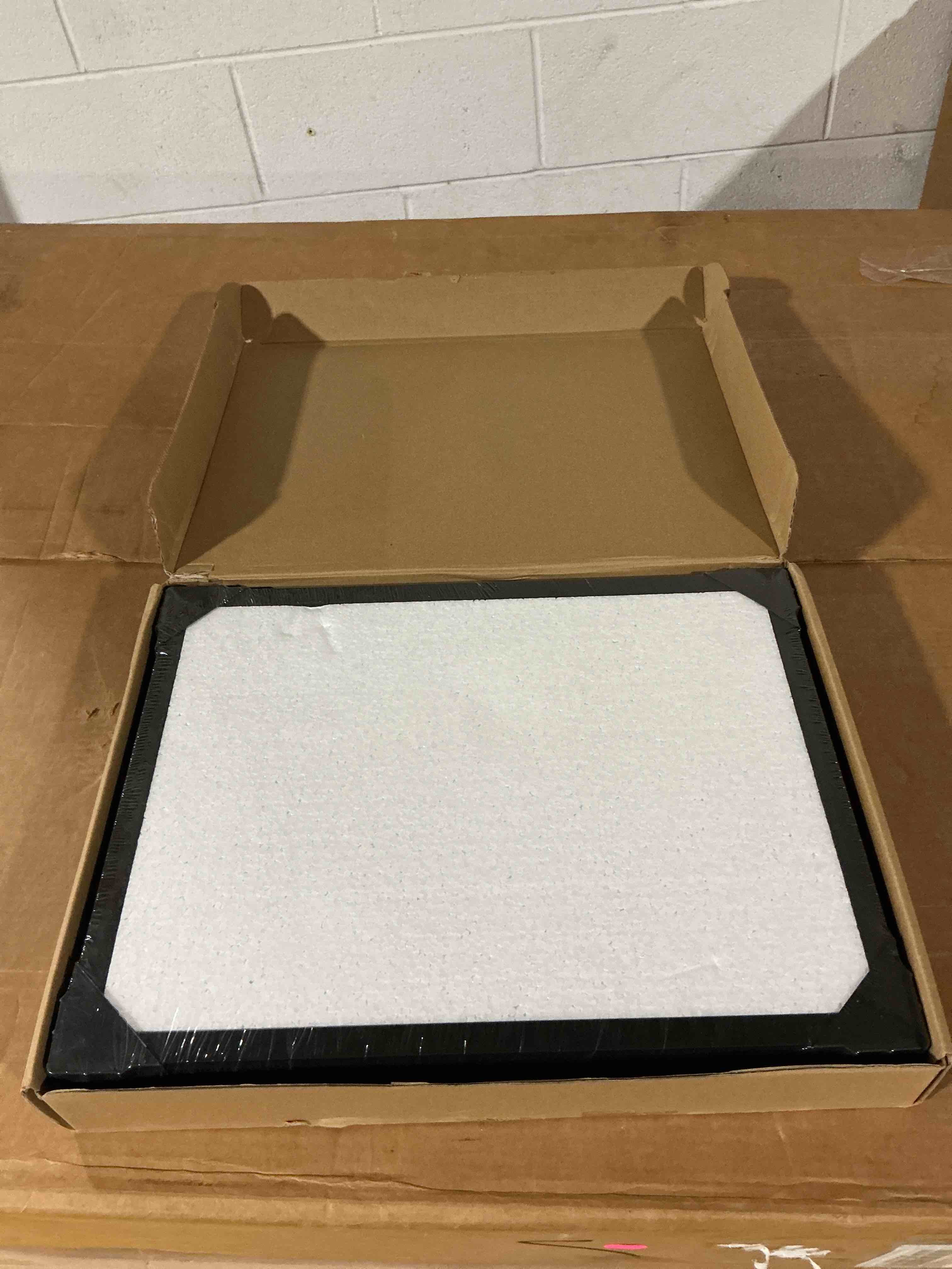 Condition photo showing New/Like New for 12x16 large shadow box picture frame display case with soft linen back, black wooden memory shadow box frame with tempered glass cover for wall display black 12x16
