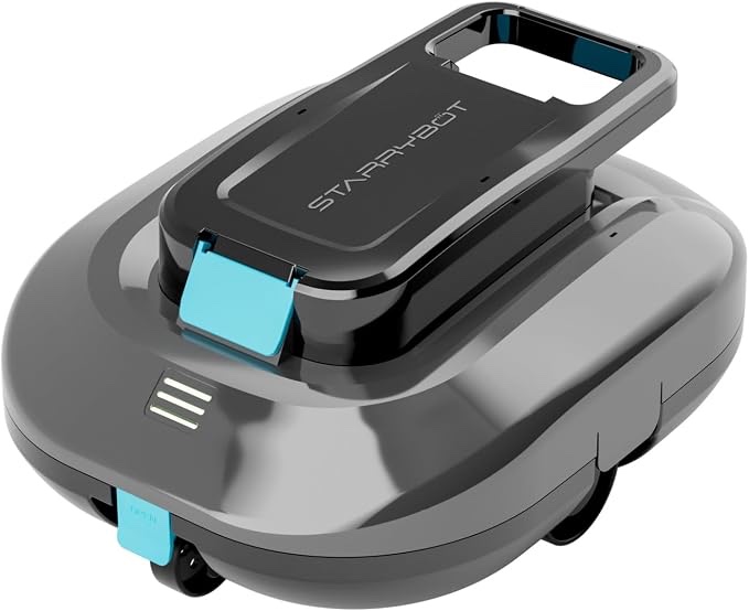 starrybot cordless robotic pool cleaner with dual high-efficiency motors delivers strong suctionsmart led indicator