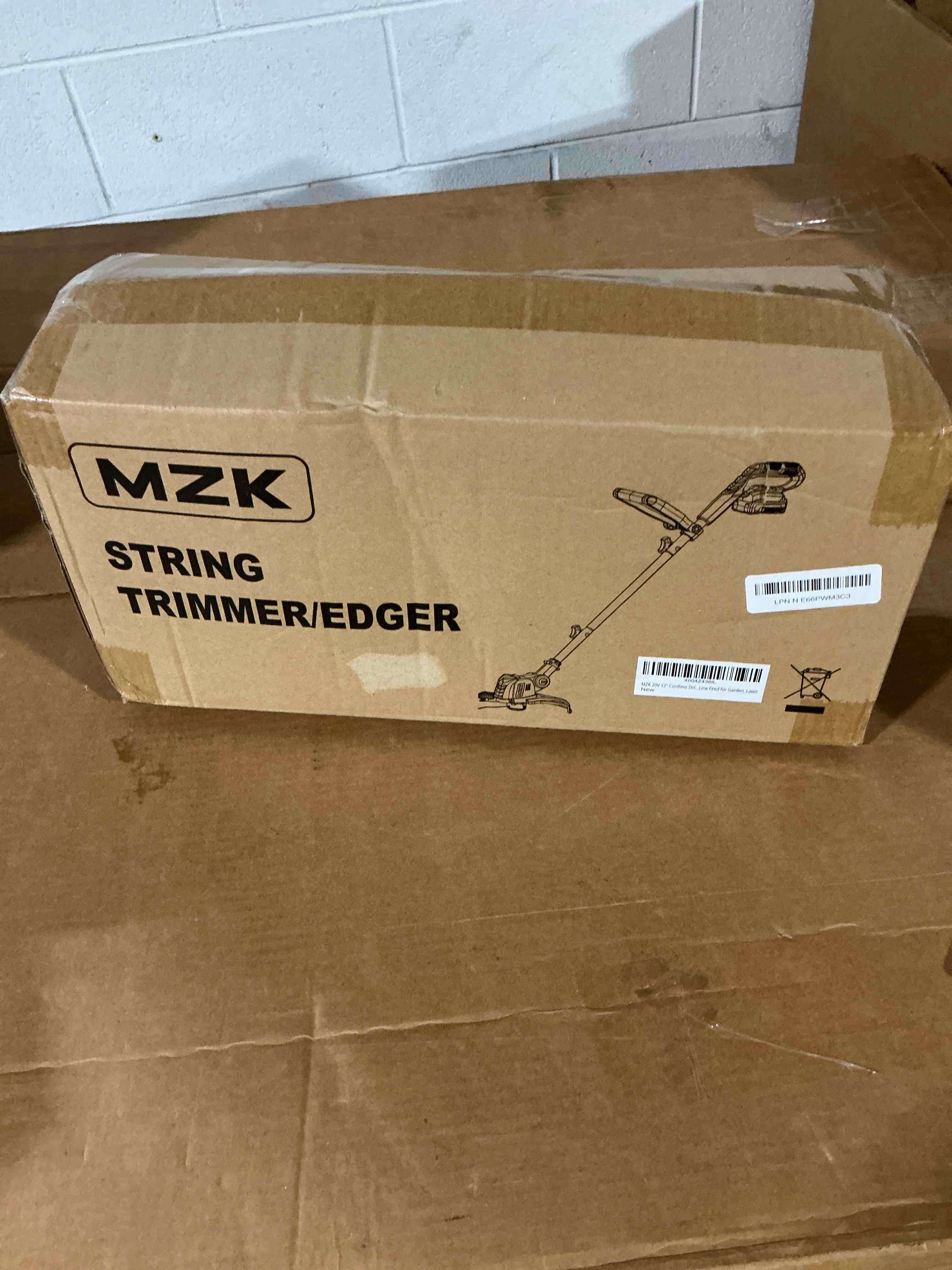 Condition photo showing New/Like New for mzk 20v 12'' cordless string trimmer, grass trimmer&edger with 8 replacement spools, battery powered weed trimmer with auto line feed for garden, lawn(2 * 2ah battery and charger included),st12d07