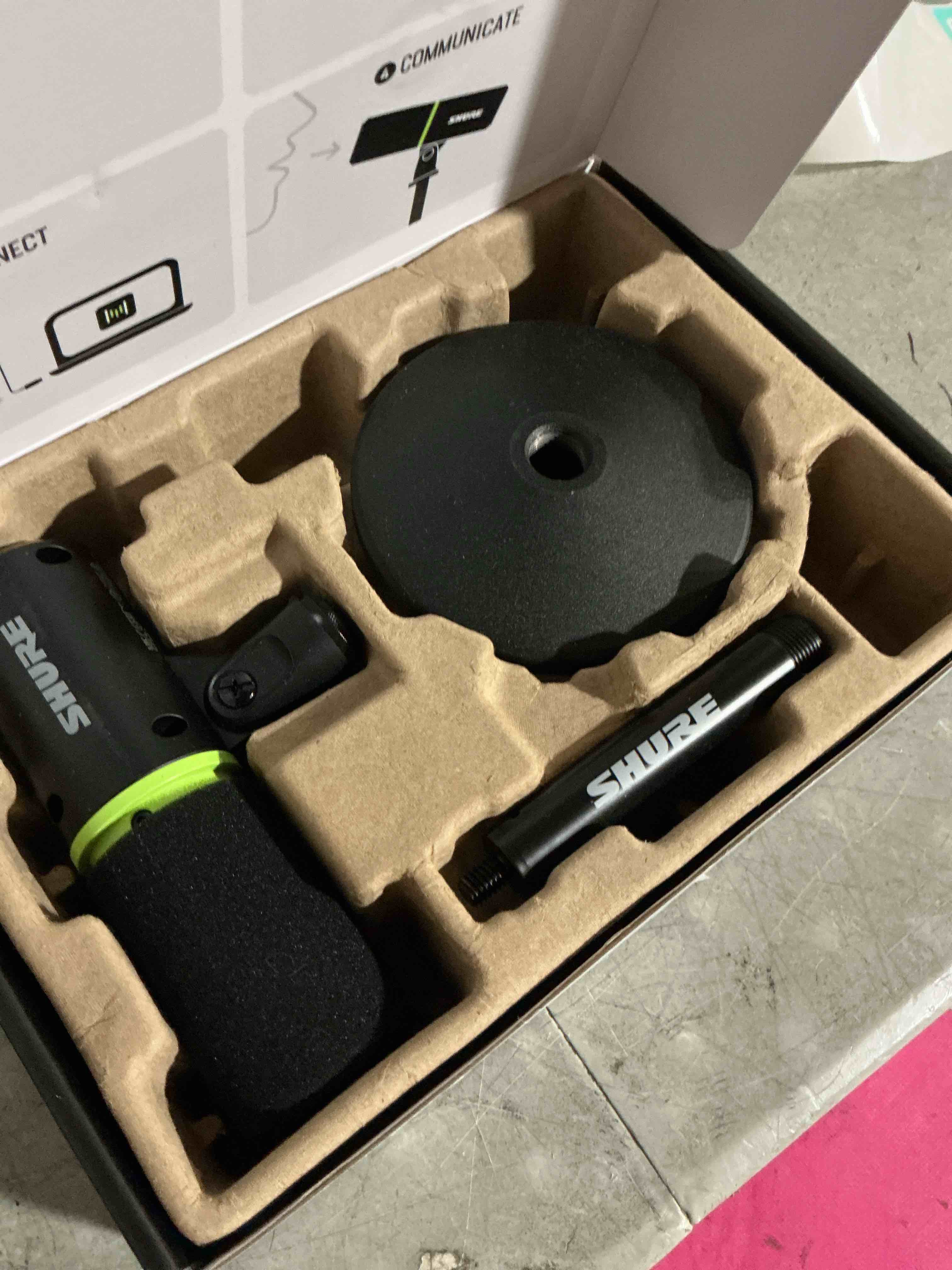 Condition photo showing As Is for (missing the usb cord) shure mv6 gaming microphone, dynamic usb pc mic for video games & streaming - desktop stand, background noise cancellation, tap-to-mute & 3.5mm output for real-time headphone monitoring