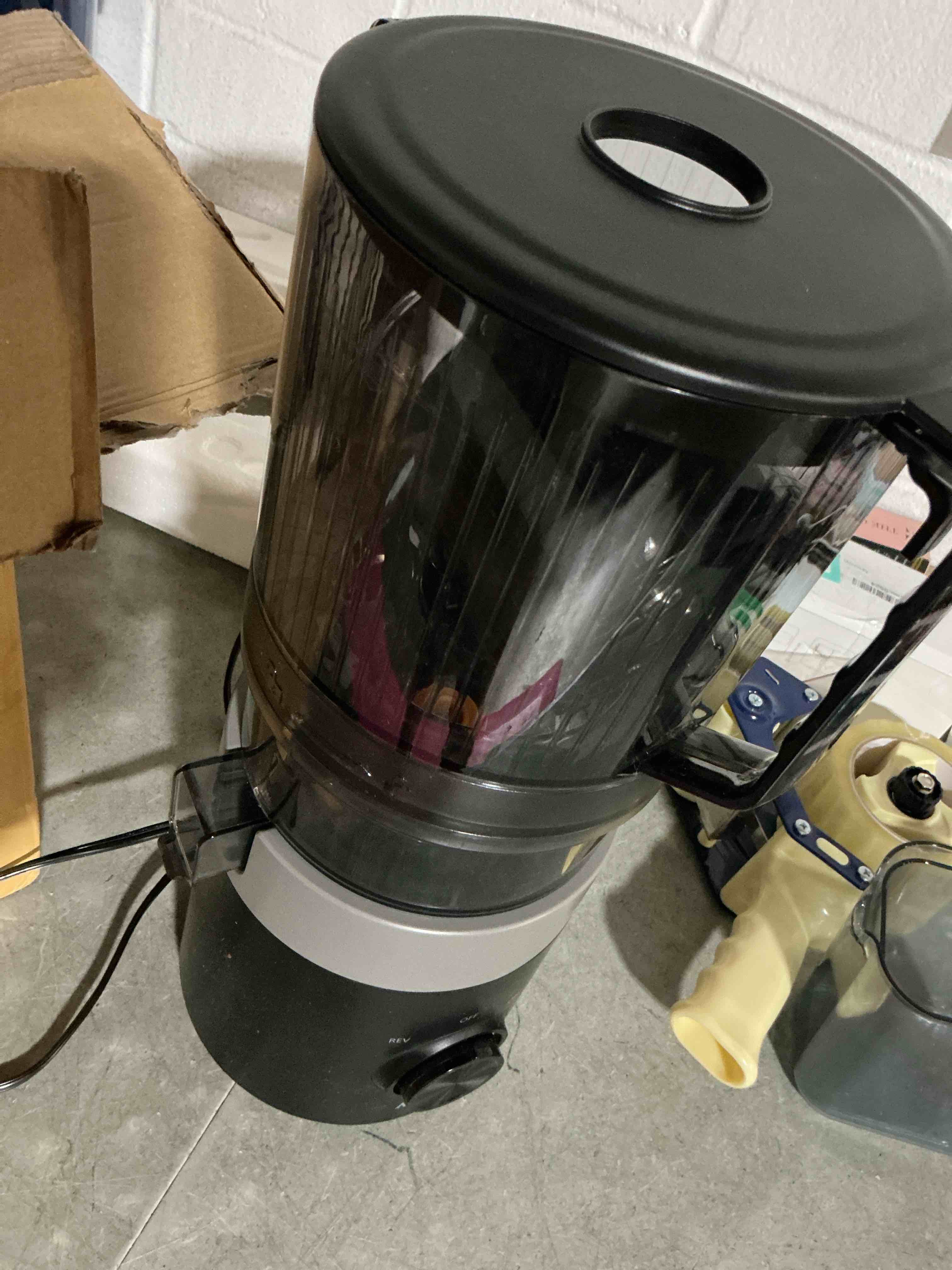 Condition photo showing As Is for aeitto 3-in-1 cold press juicer for juice, nut milk & sorbet – filter-free design for effortless cleaning, 6.0" extra large chute fits whole fruits & vegetables, juicer machines high yield, with brush black