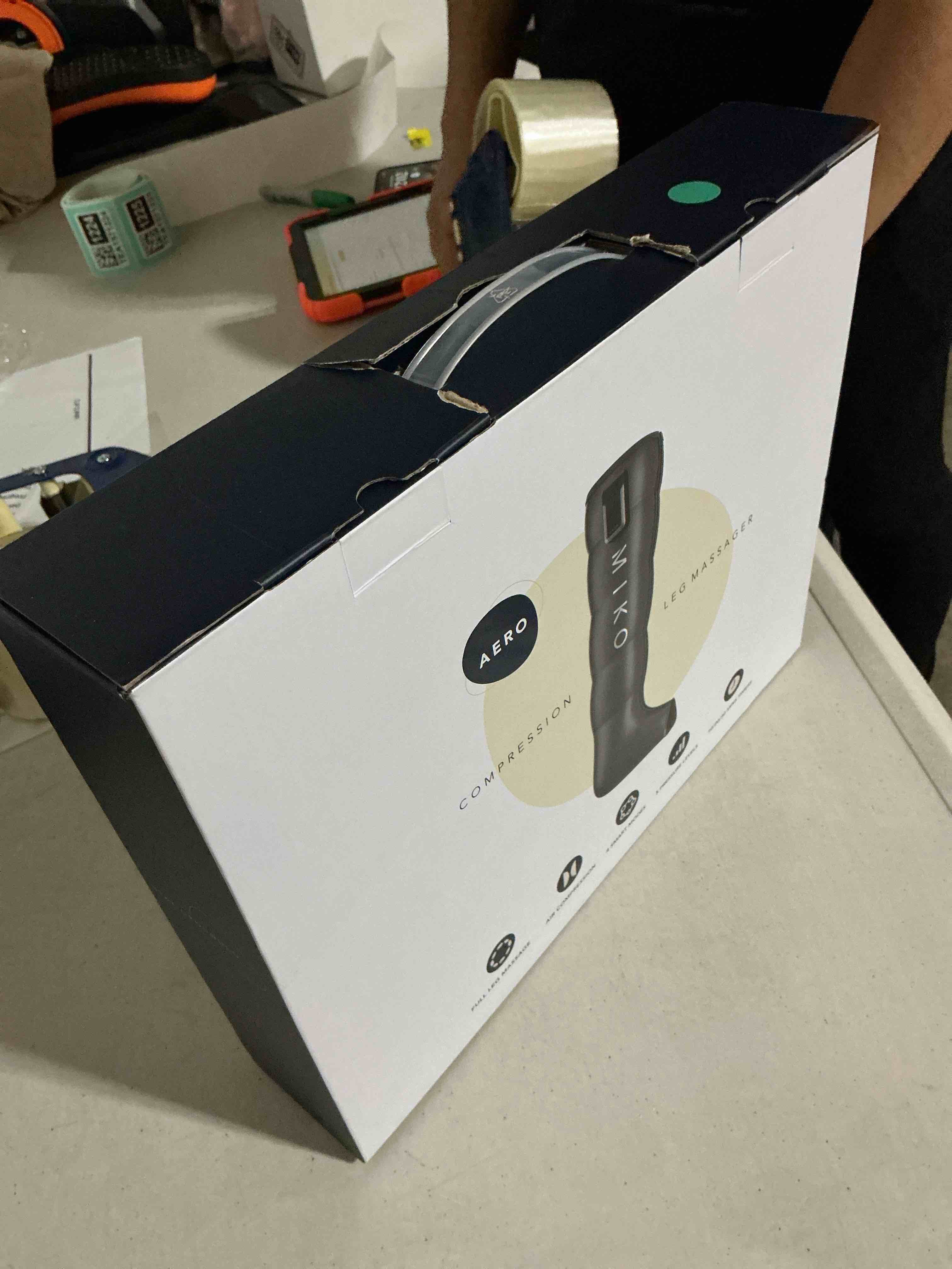 Condition photo showing Good Condition for miko compression massager with advanced airbag technology – adjustable intensity soothing heat and targeted relief for feet and legs – perfect for home and travel relaxation
