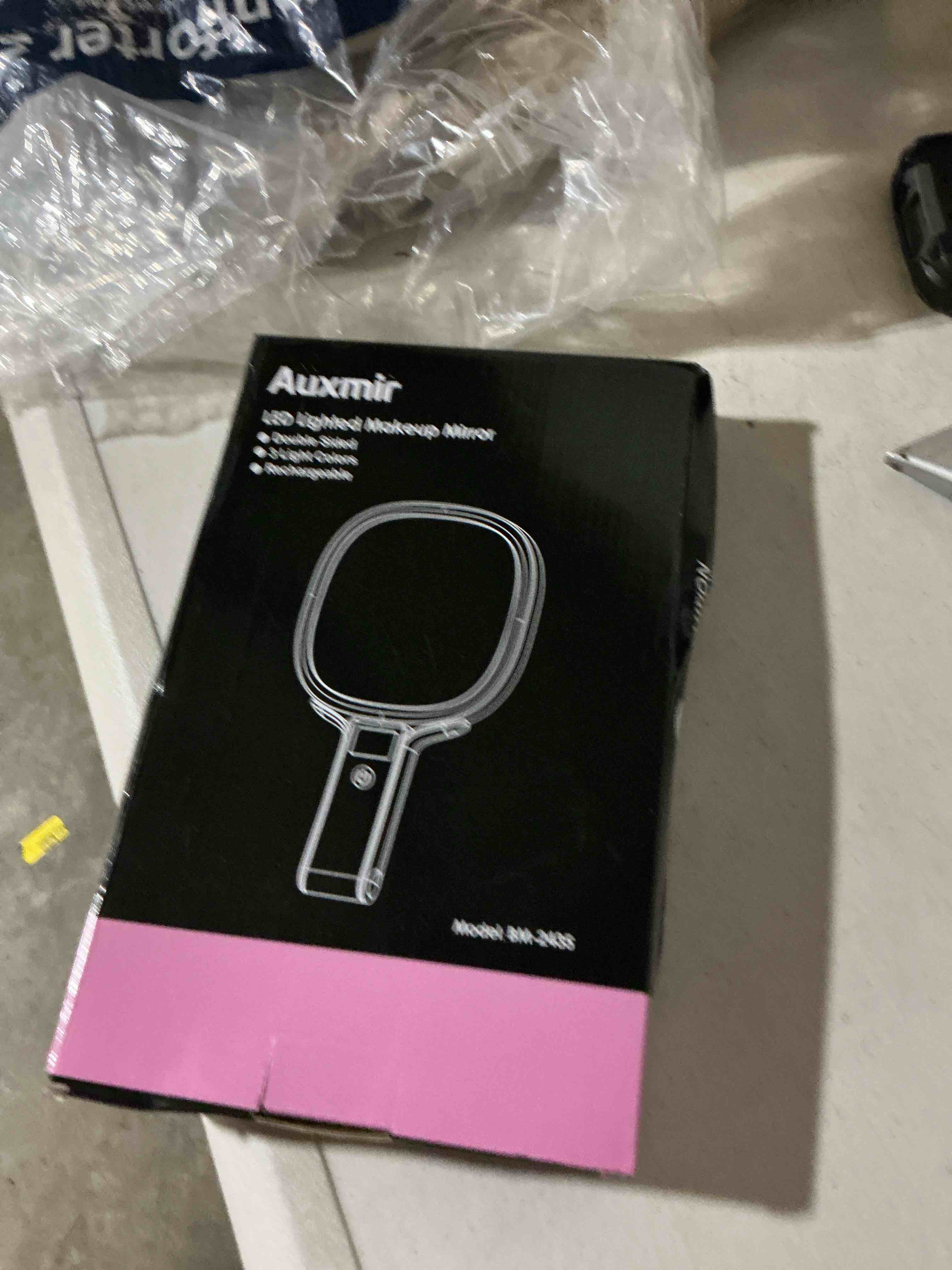 Condition photo showing Good Condition for auxmir travel makeup mirror with lights, double sided 30x/1x lighted magnifying mirror, led display & 3 color & dimmable brightness, rechargeable portable vanity mirror, tabletop/handheld/hanging