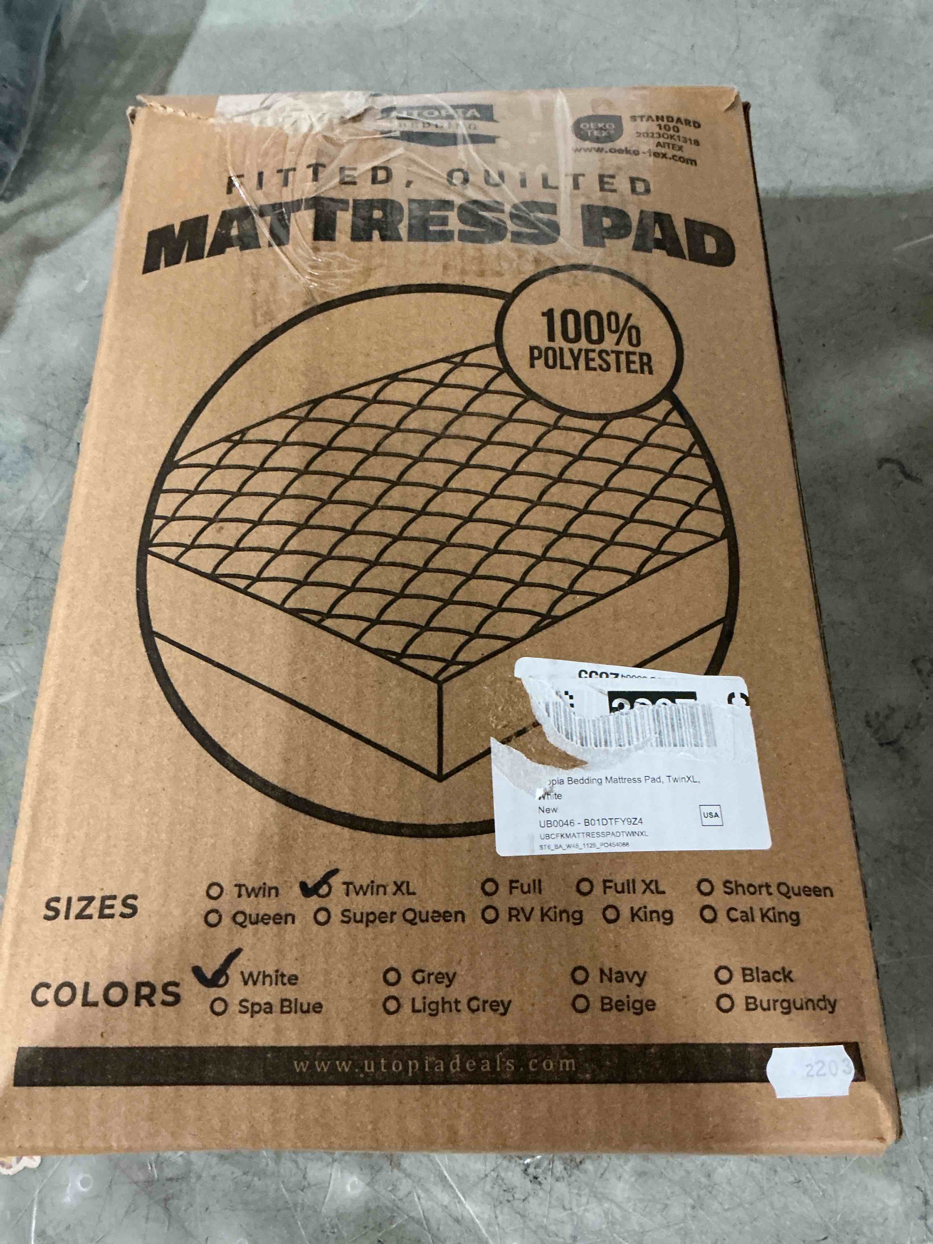 Condition photo showing Good Condition for bedding quilted fitted mattress pad, twin xl size, elastic fitted mattress topper protector and cover stretches up to 16 inches deep, machine washable (white)