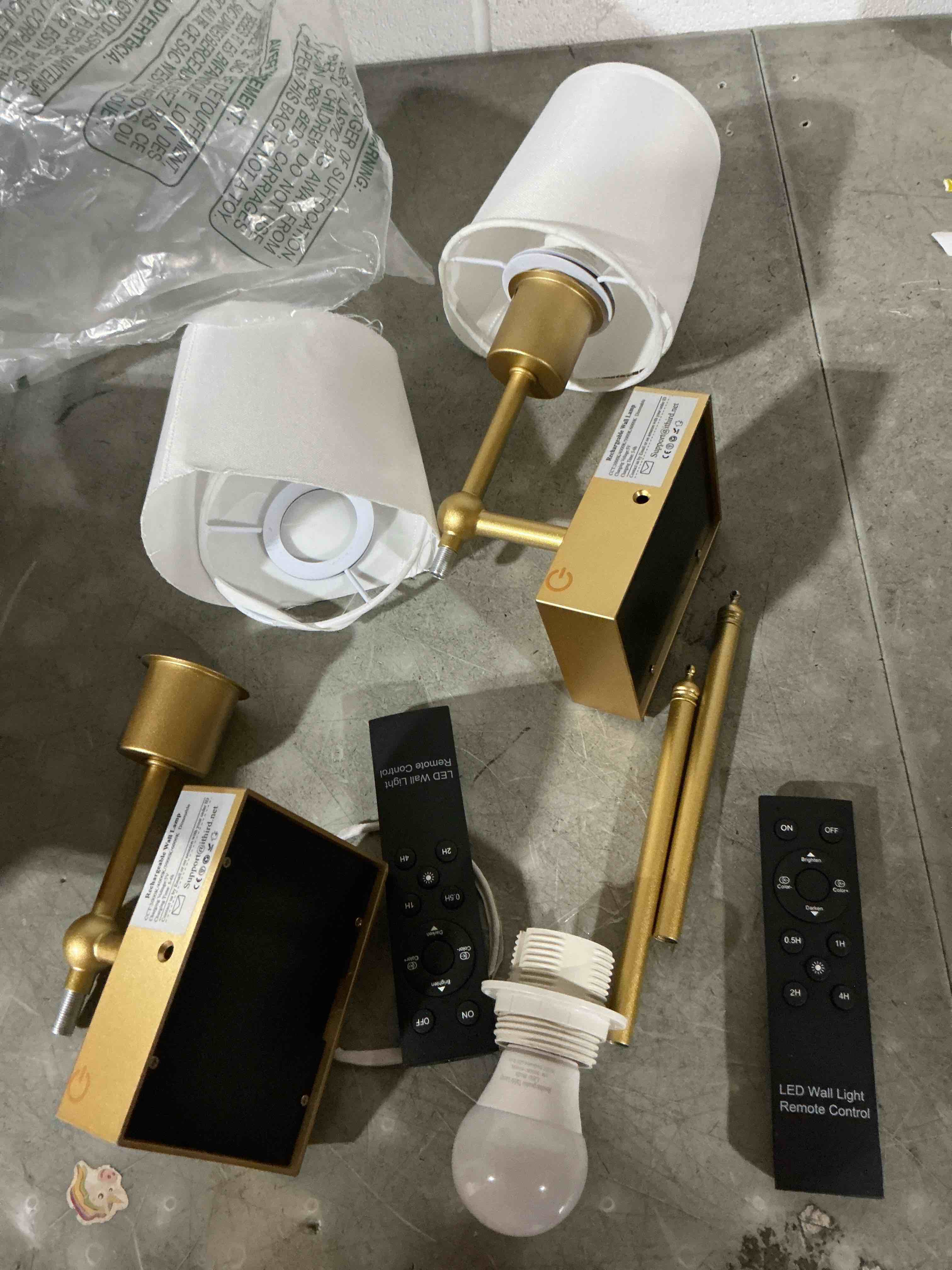 Condition photo showing As Is for ithird wall sconce battery operated set of 2, 6000mah rechargeable wall lights with touch control and remote control, wireless wall lamps for bedroom, black sconces wall decor for living room hallway black 8 inch 2 pack with touch and remote control