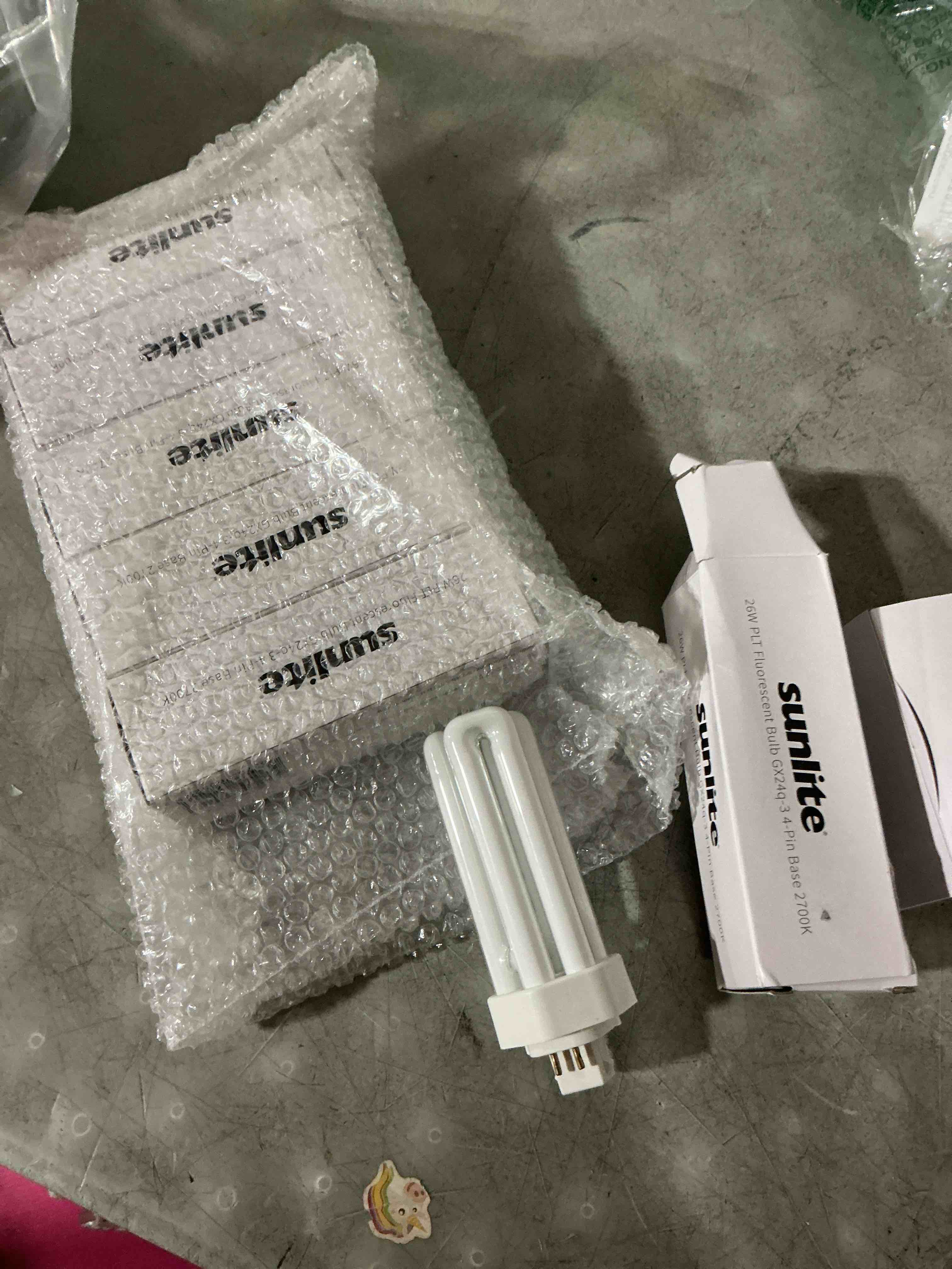 Condition photo showing Brand New for sunlite plt26/e/sp27k 26-watt compact fluorescent plug-in 4-pin light bulb, 2700k color 6 pack
