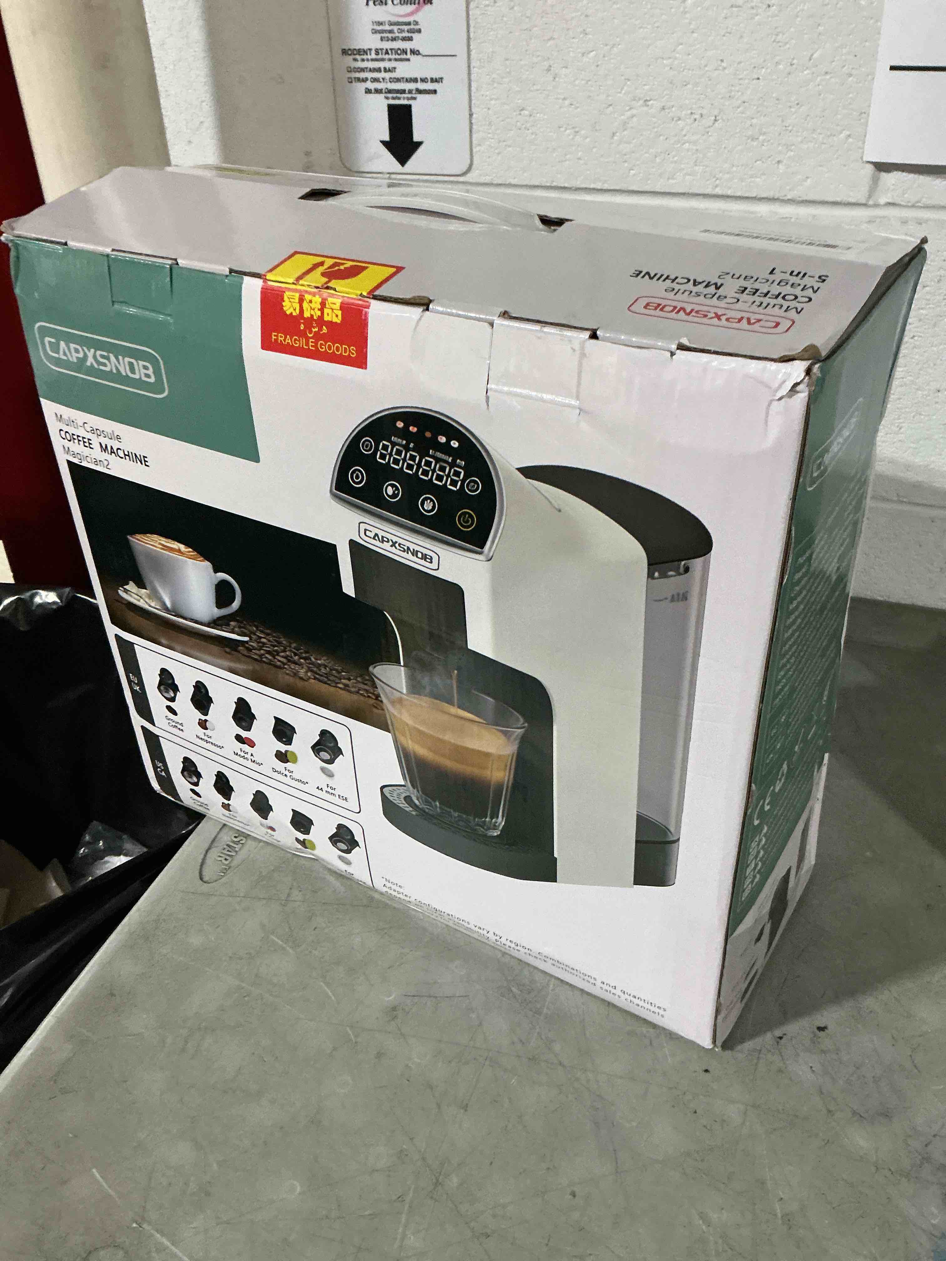 Condition photo showing As Is for magician2 mini 5-in-1 coffee maker & machine for pods & grounds, led touch | fits k cup/nespresso/dolce gusto & ese pods,touchscreen & pre-infusion,adjustable temp/volume,for kitchen/office/dorm,20bar