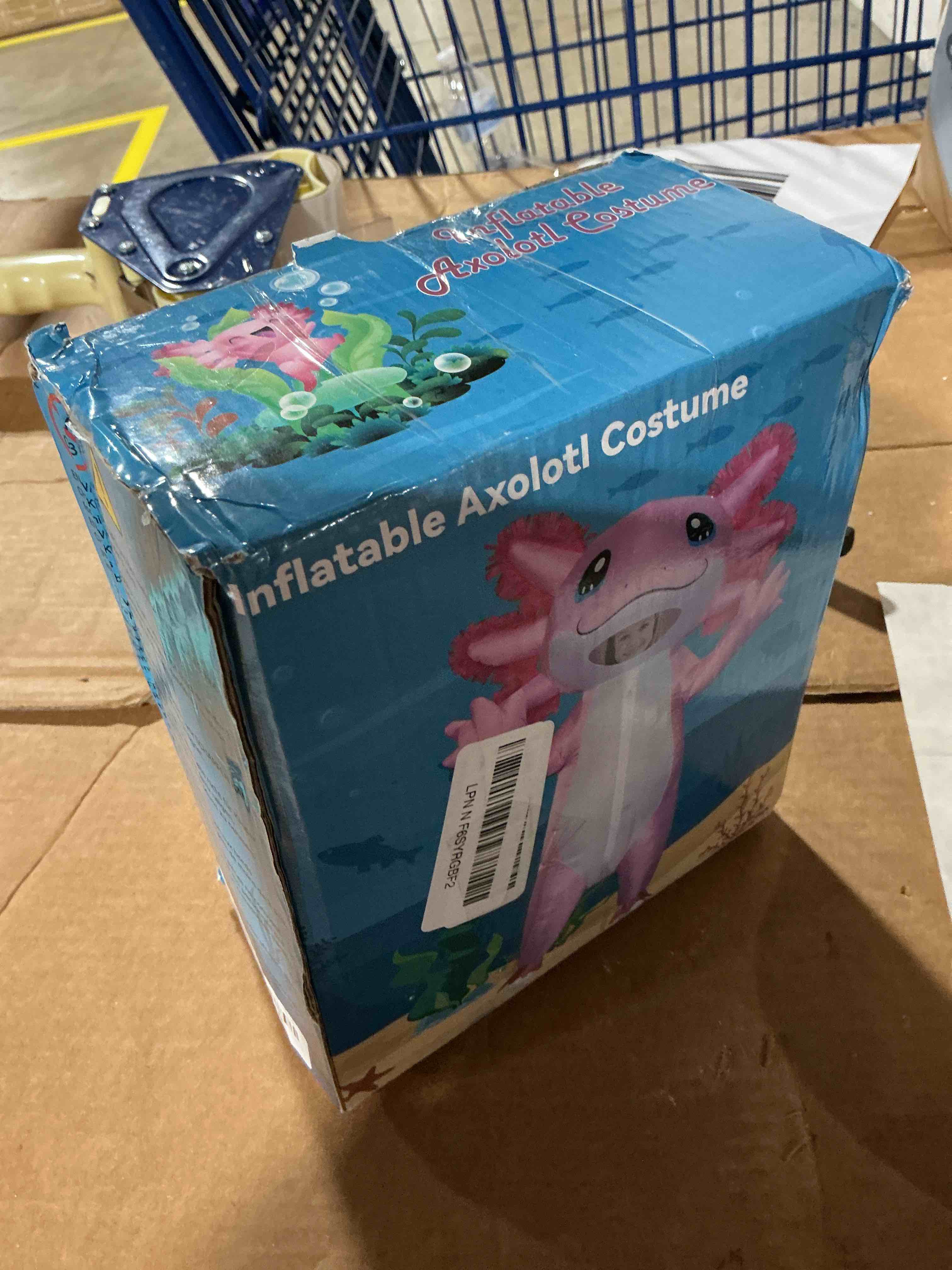 Condition photo showing As Is for stegosaurus inflatable axolotl costume for kids halloween kid blow up costume deluxe pink costumes for girls boys cosplay party