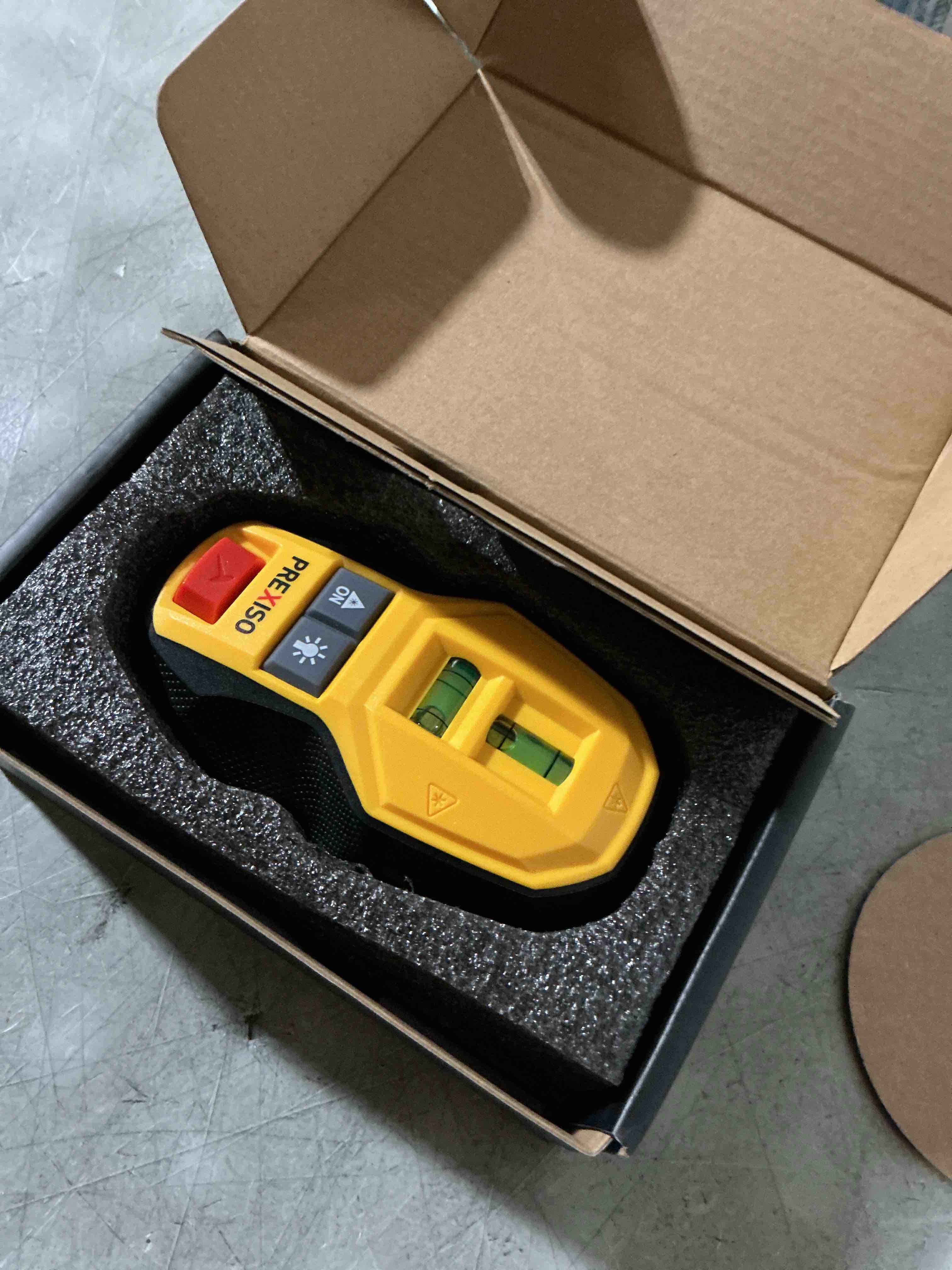 Condition photo showing Good Condition for prexiso 2-in-1 magnetic stud finder with laser level, multi surface line laser, compact wood & metal detector with bubble vials for accurate markings, wall scanners tool gift for dad