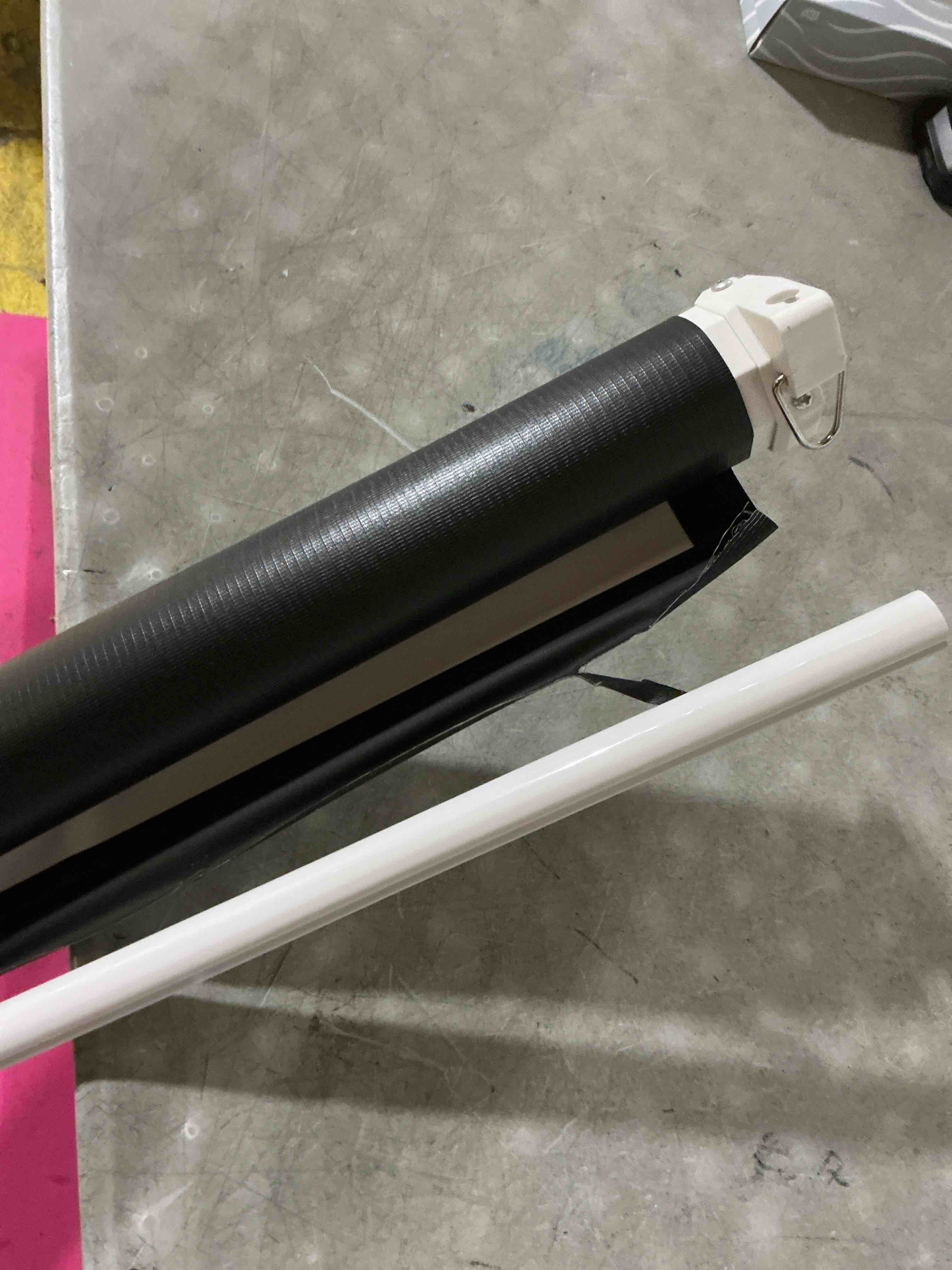 Condition photo showing As Is for proht 84" manual projection screen (05350), 16:9 aspect ratio, pull down projector screen, matte white, home theater/cinema or presentation platform, suitable for hdtv/sports/movies/presentations