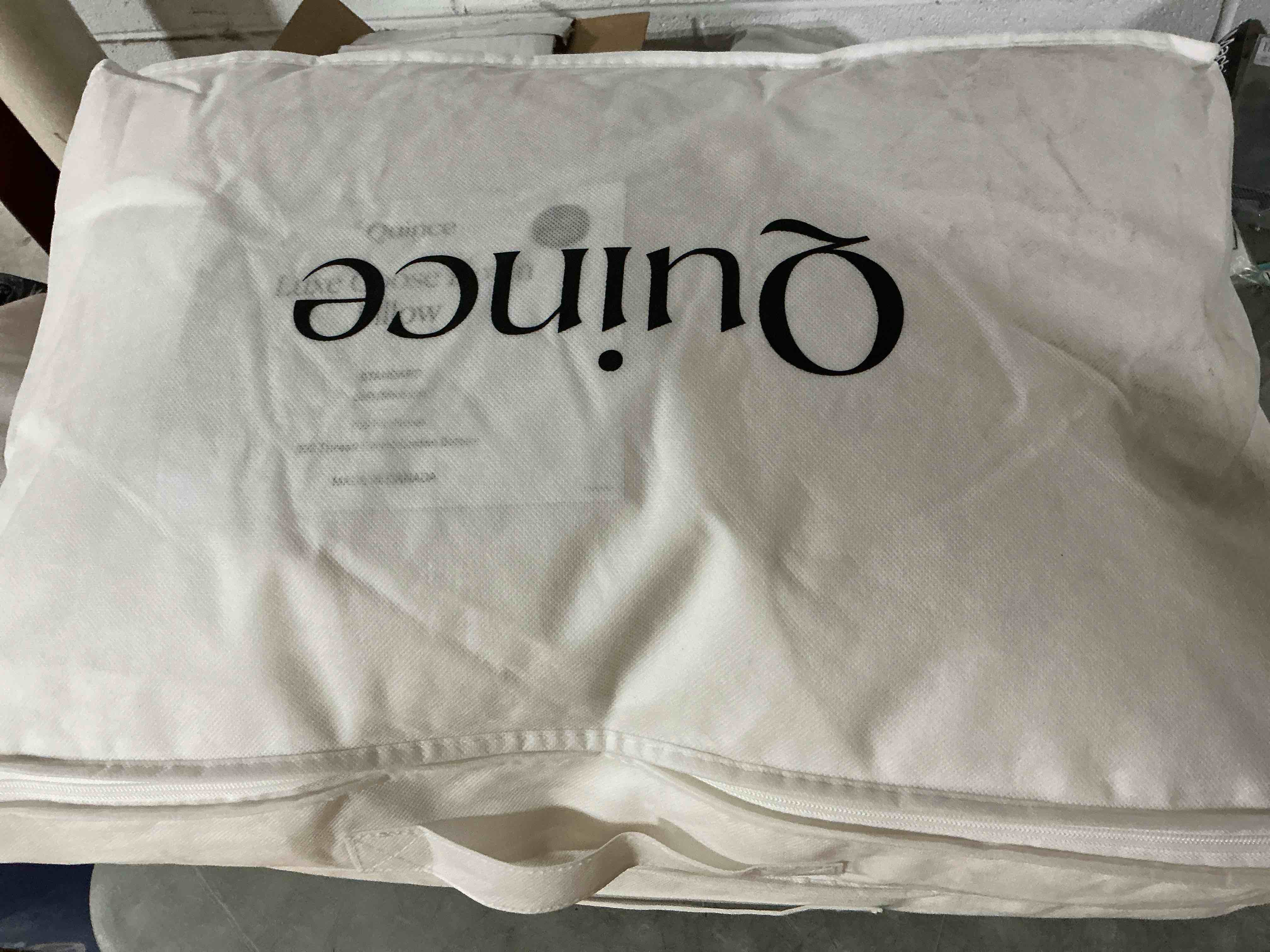 Condition photo showing New/Like New for quince premium down pillow standard soft 650 fill power 300 thread count cotton sateen