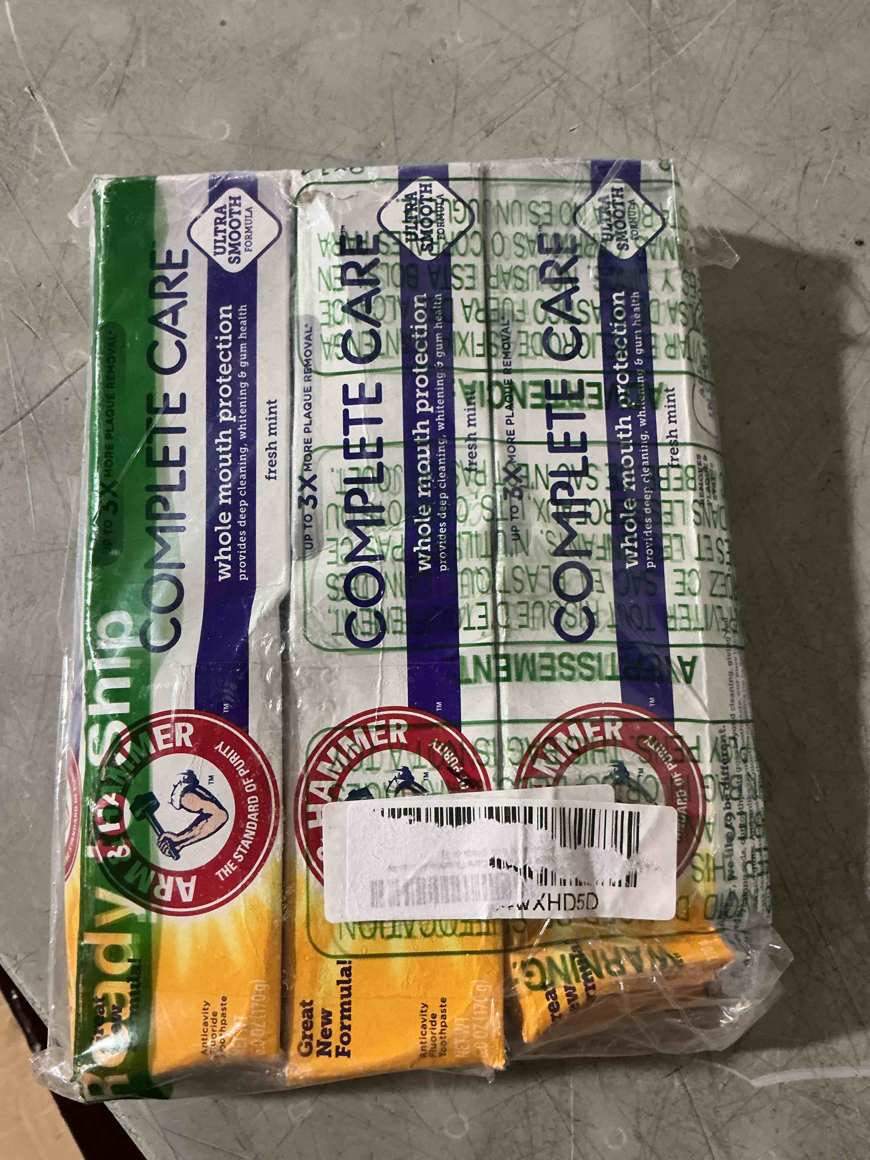 Condition photo showing Good Condition for arm & hammer complete care toothpaste, teeth whitening toothpaste, fluoride, whole mouth protection, fresh mint flavor, 6.0 oz (pack of 3)