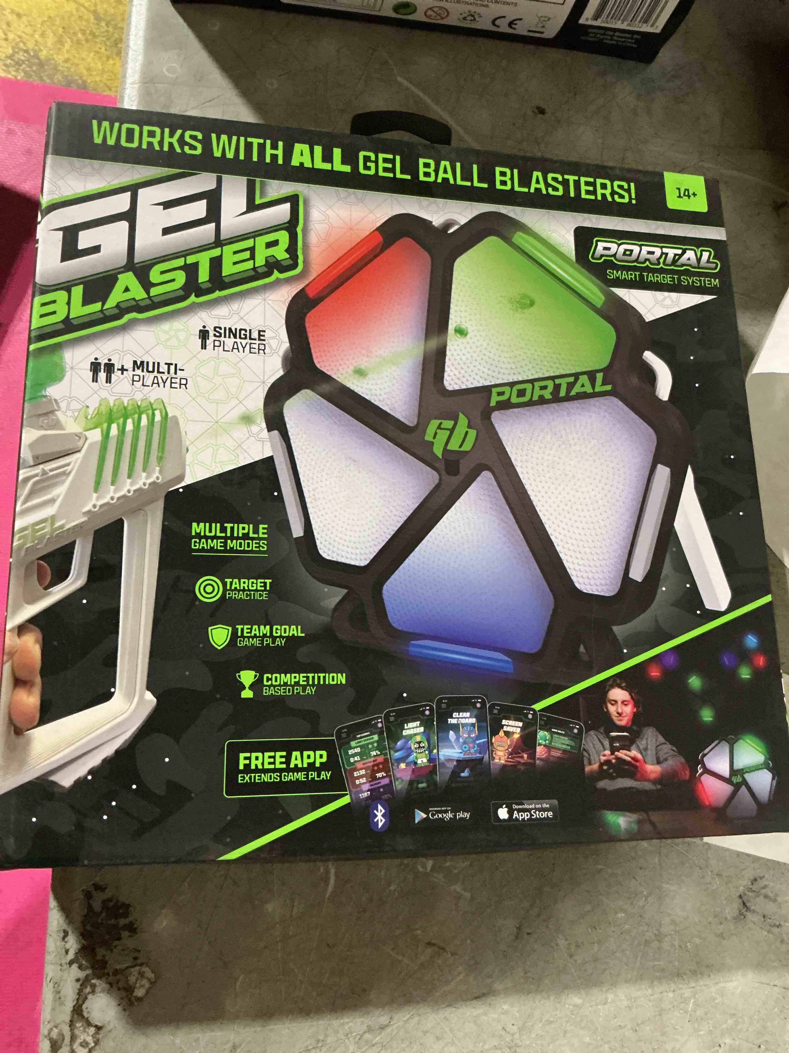 Condition photo showing New/Like New for gel blaster portal smart target system with included app - target system with responsive led panels for 10 plus interactive & multiplayer games - score & stats trackings - ages 14+