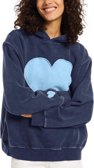 ( Size XS ) Womens Oversized Heart Patch Couples Hoodies Sweatshirts Heavyweight Vintage Fleece Hoodies for Women 2025