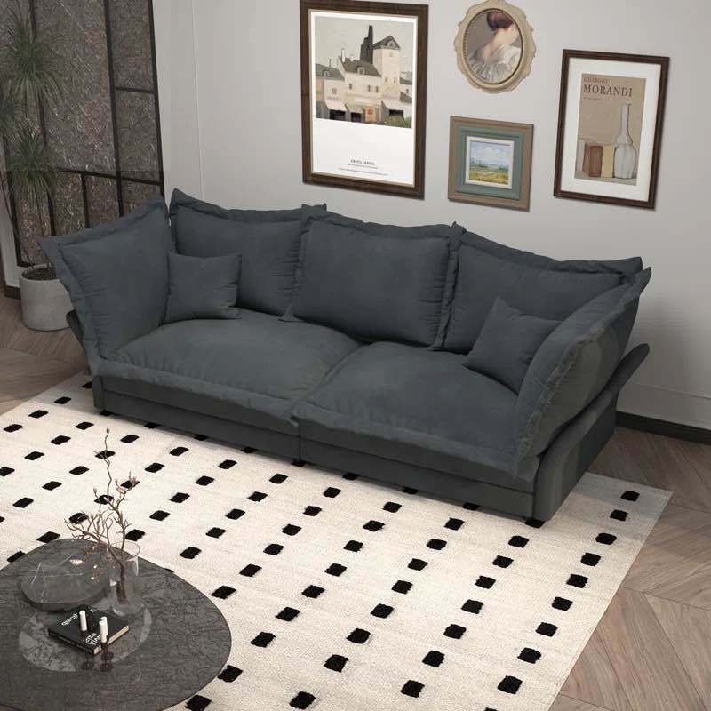 ( Incomplete ) 90.55" Modern Comfy Upholstered Sofa Cloud Couch, Deep Seat Couches With Multiple Large Soft Pillows,Convertible Deep Seat Chaise Longue For Living Room Bedroom,Apartment,Office