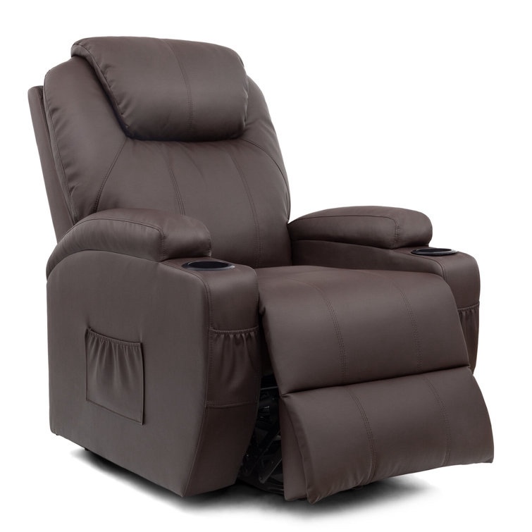 Electric Power Lift Recliner Chair with Massage for Elderly, PU Leather Home Theater Seat with Side Pockets and 2 Cup Holders Ergonomic Lounge Chair Single Sofa for Home Living Room