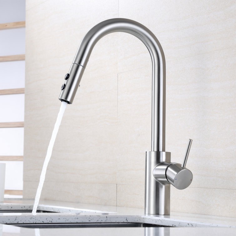 Stainless Steel Pull Down Single Handle Kitchen Faucet with Accessories (incomplete) 