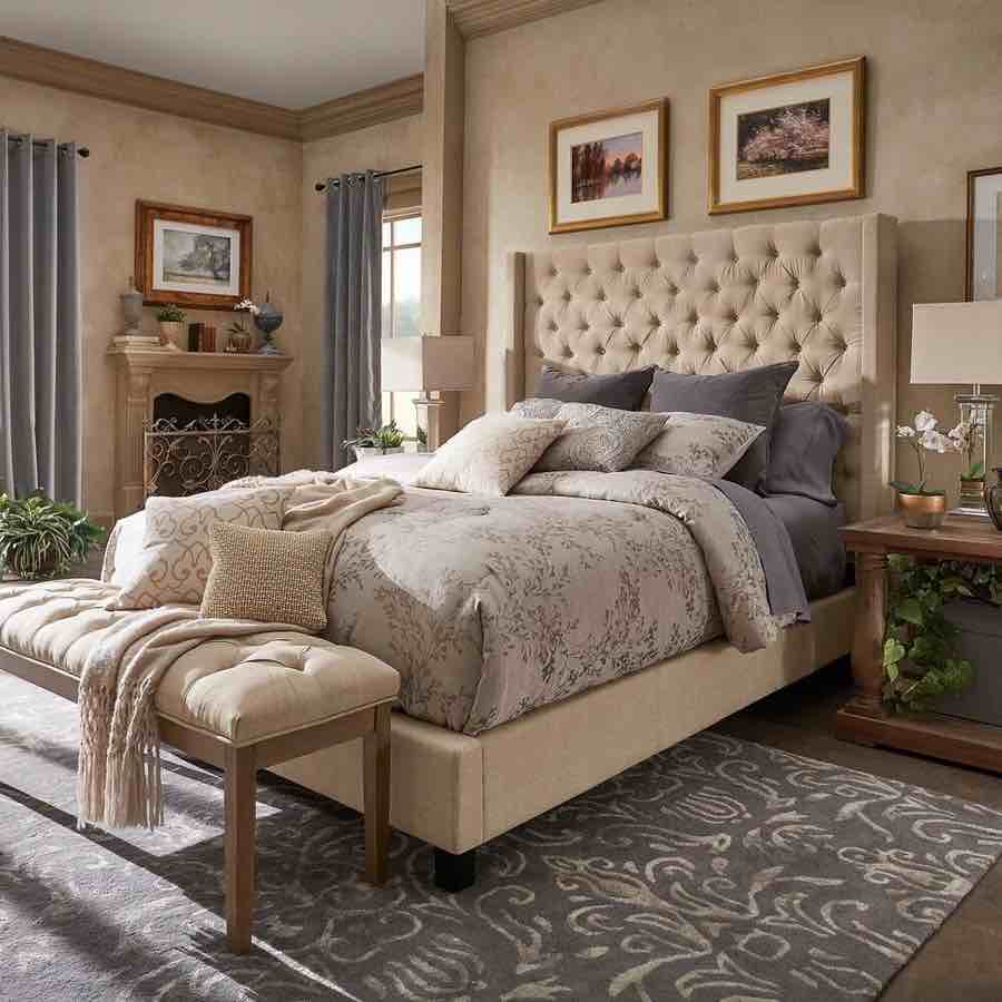 INCOMPLETE Naples Wingback Button Tufted Tall Headboard Platform Bed by iNSPIRE Q Artisan 