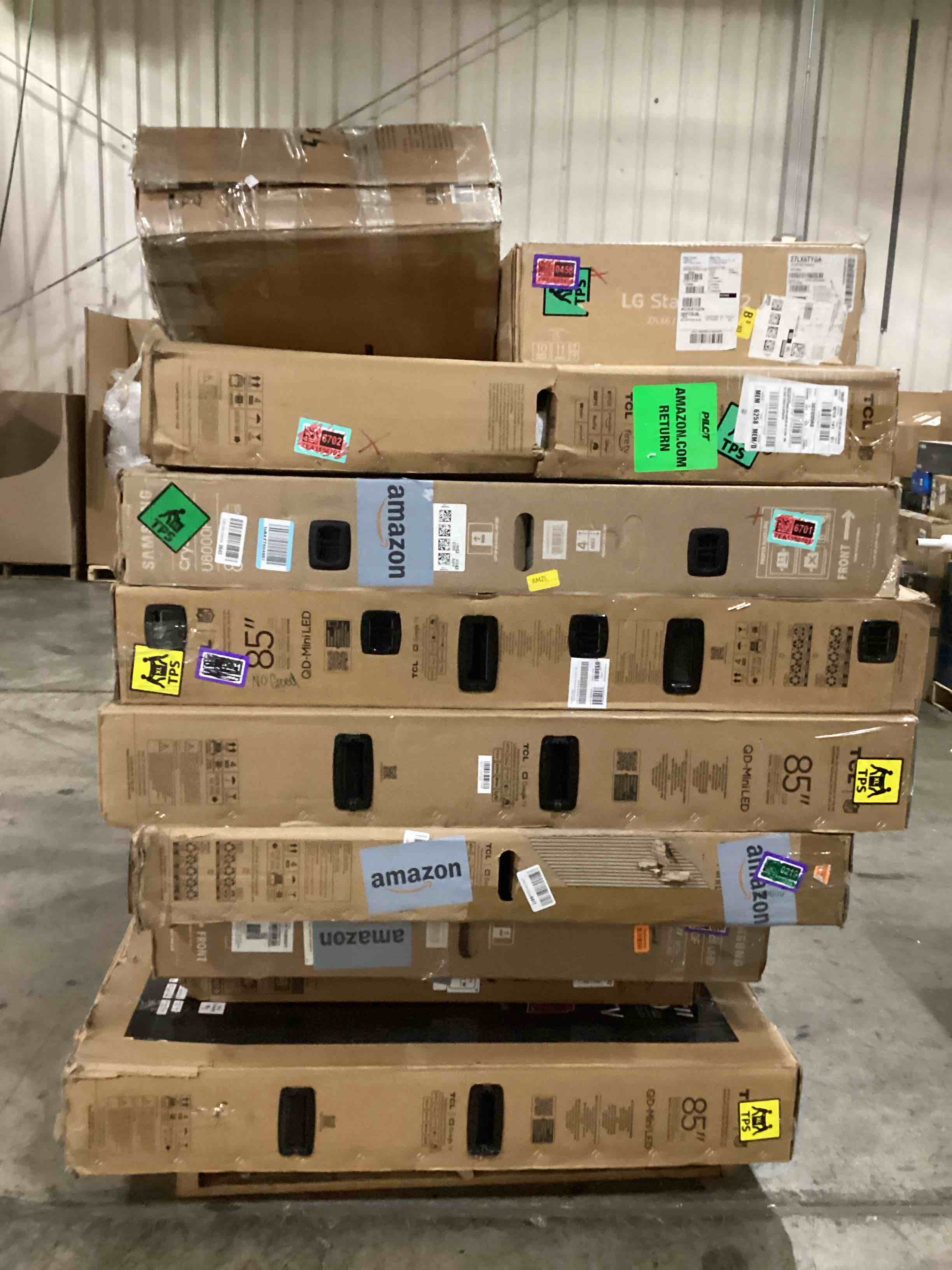Condition photo showing As Is for pallet of defective electronics for parts