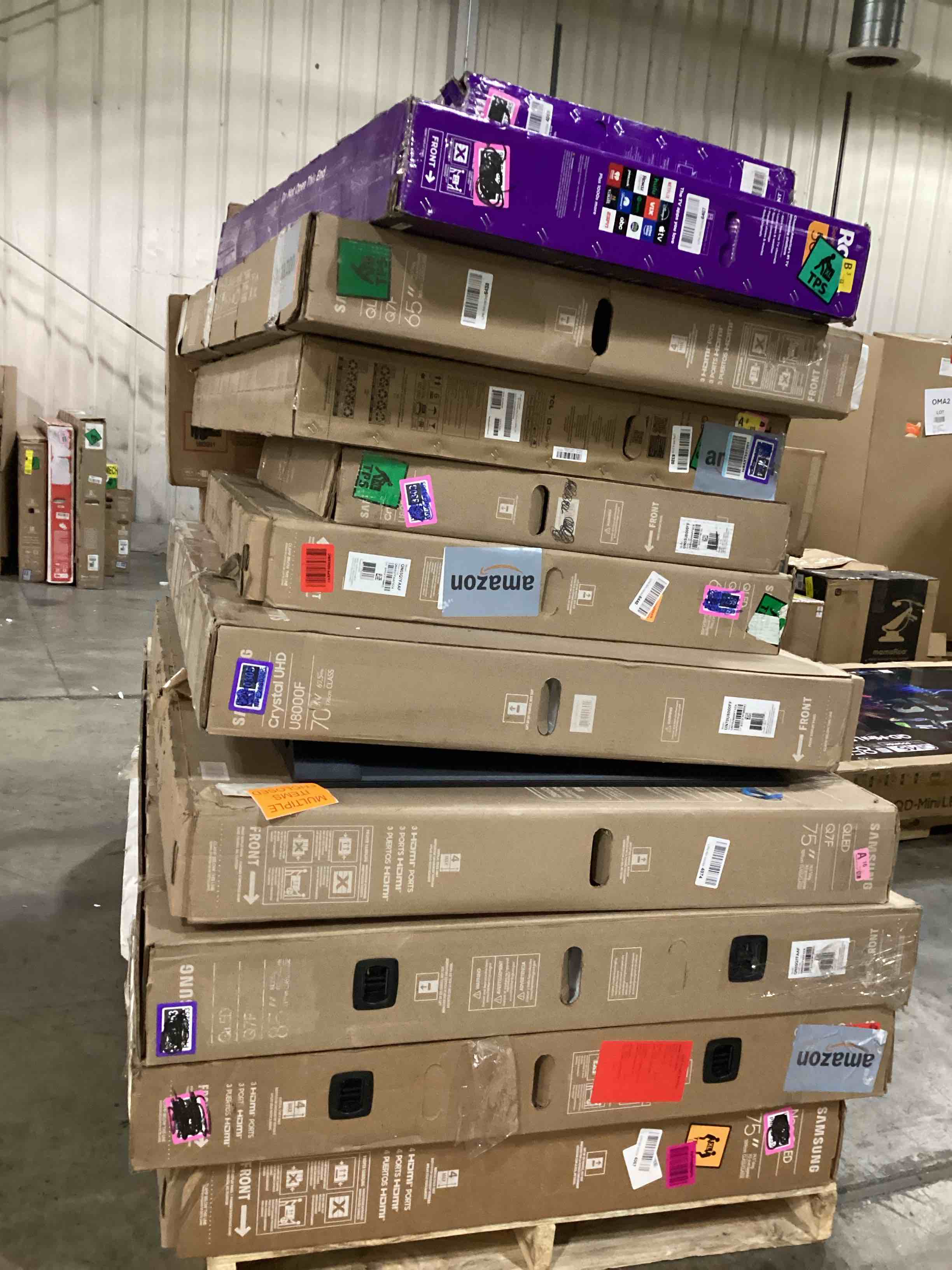 Condition photo showing As Is for pallet of defective electronics for parts