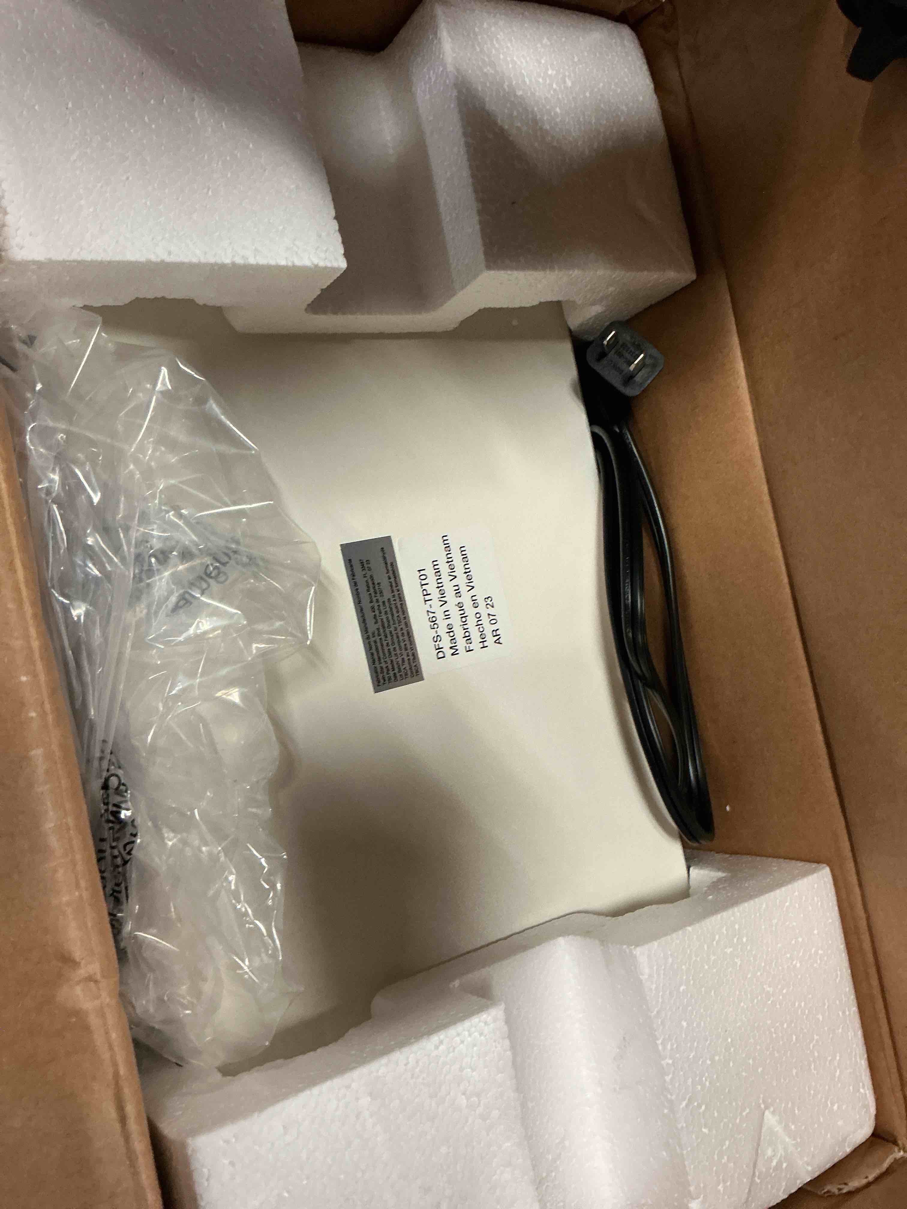 Condition photo showing As Is for duraflame TABLETOP ELECTRIC FIREPLACE WITH FLAME EFFECT  white 