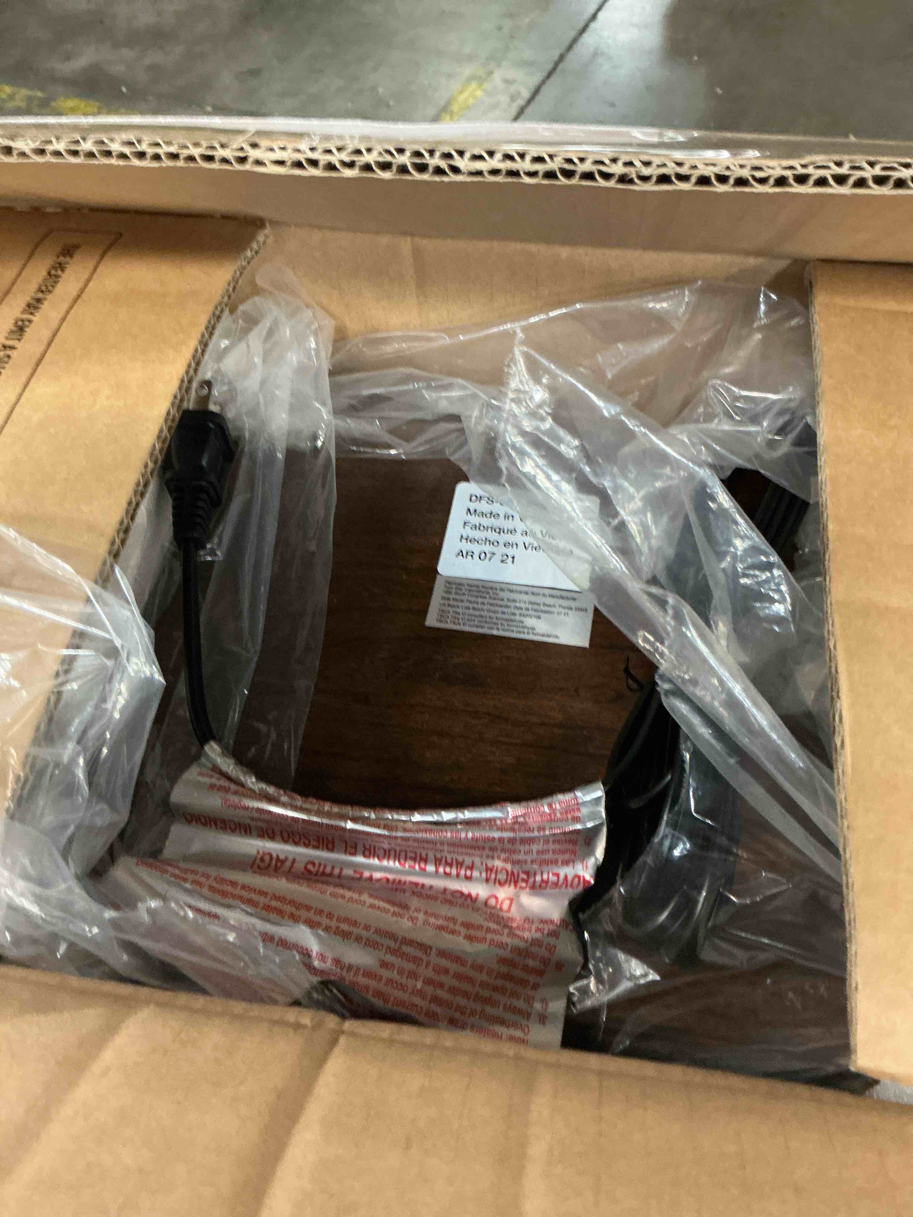 Condition photo showing As Is for duraflame TABLETOP ELECTRIC FIREPLACE WITH FLAME EFFECT  cherry 