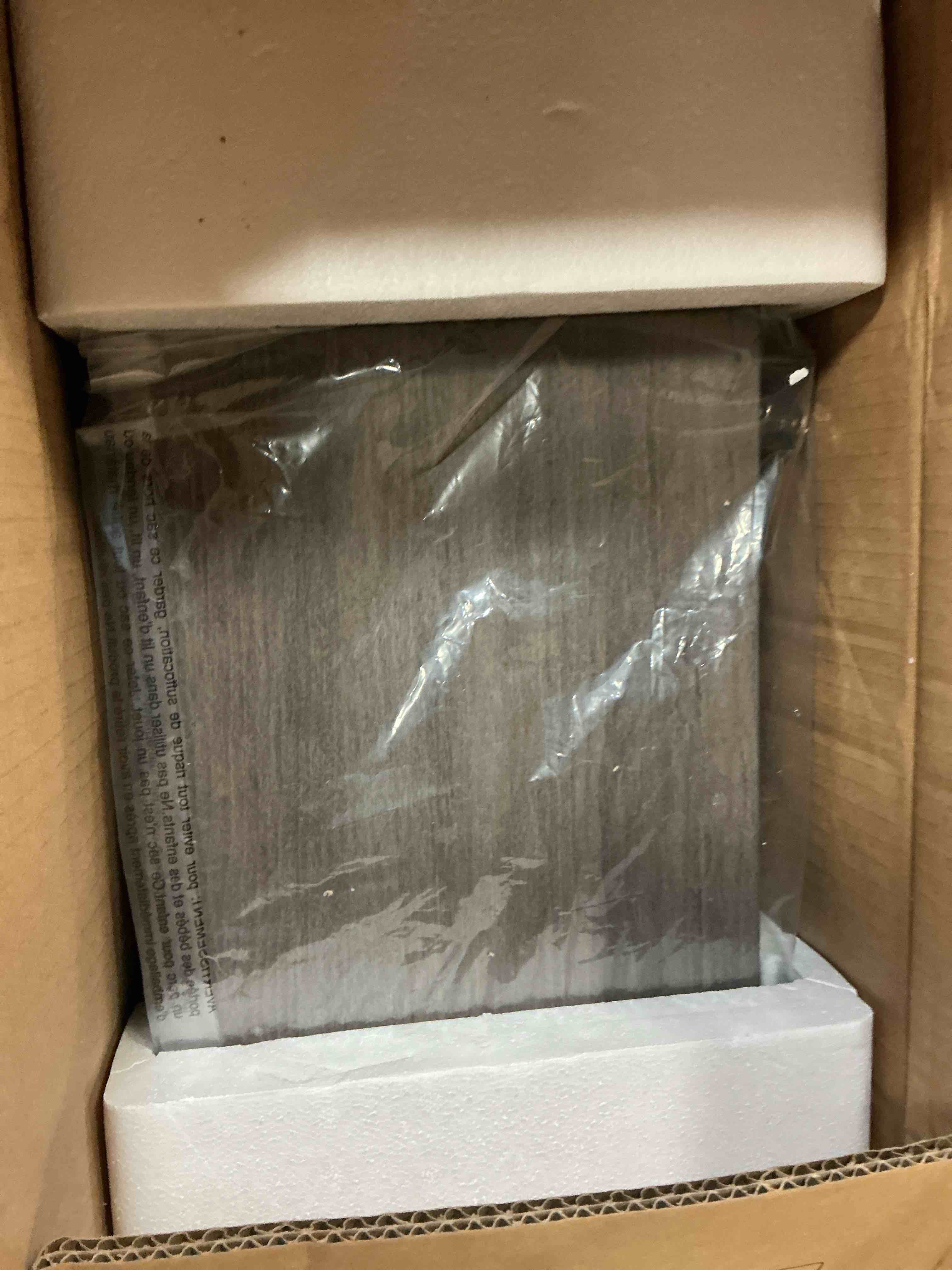 Condition photo showing As Is for duraflame TABLETOP ELECTRIC FIREPLACE WITH FLAME EFFECT  weathered gray 