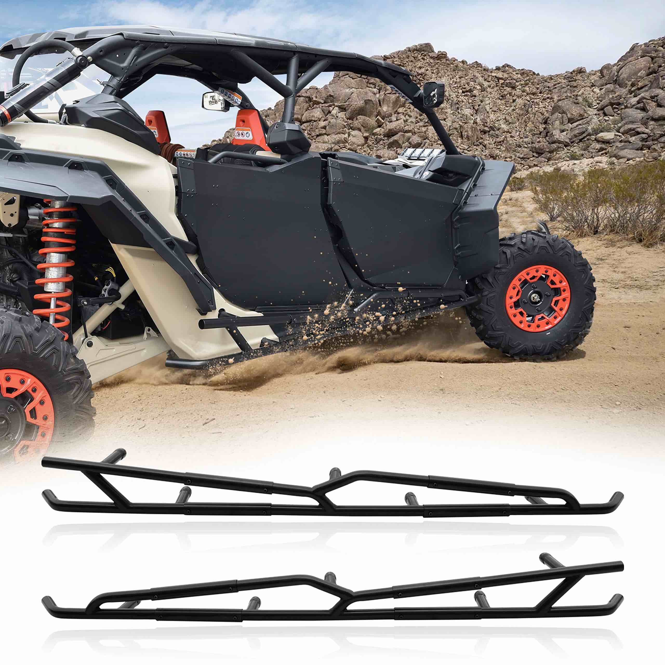 katimoto rock sliders nerf bars side bumper protector guard tree kicker step for can-am maverick x3 